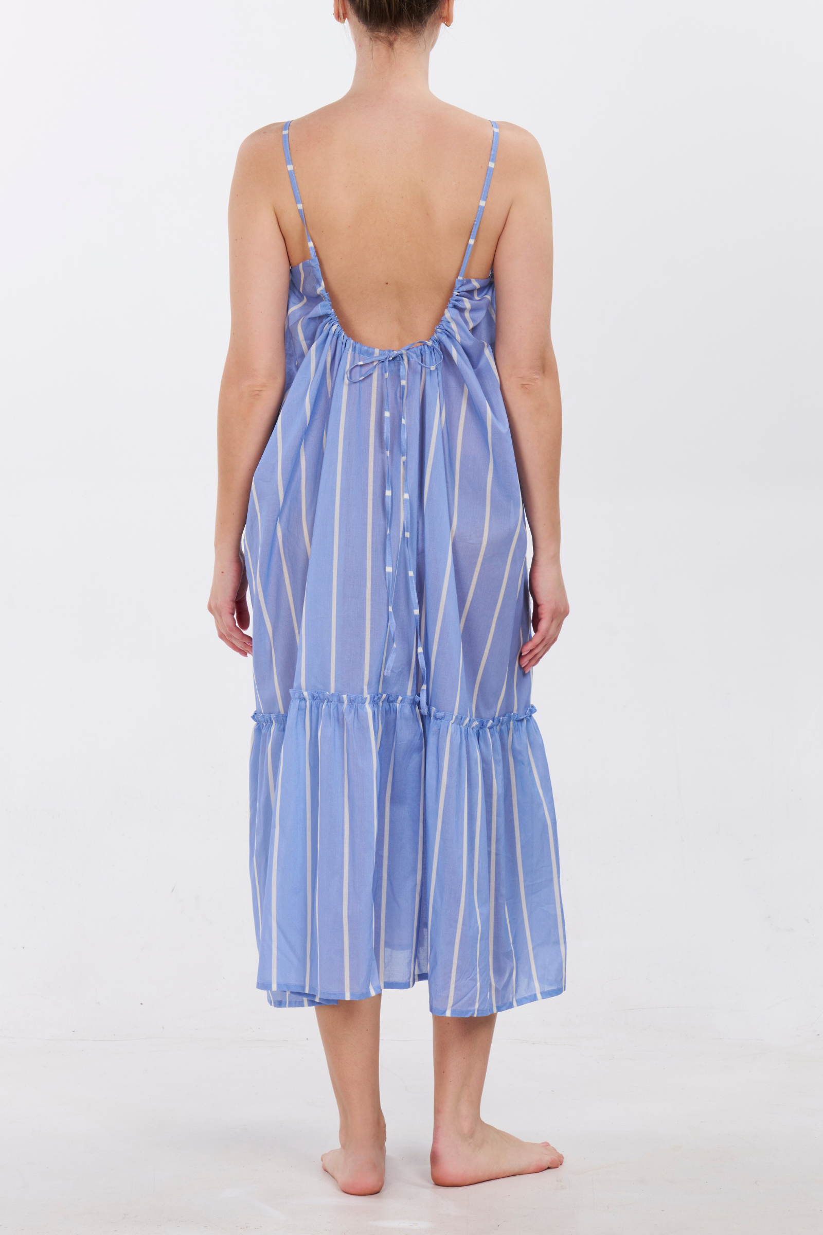 Low-Back Ruffle Dress - Bel Air Stripe