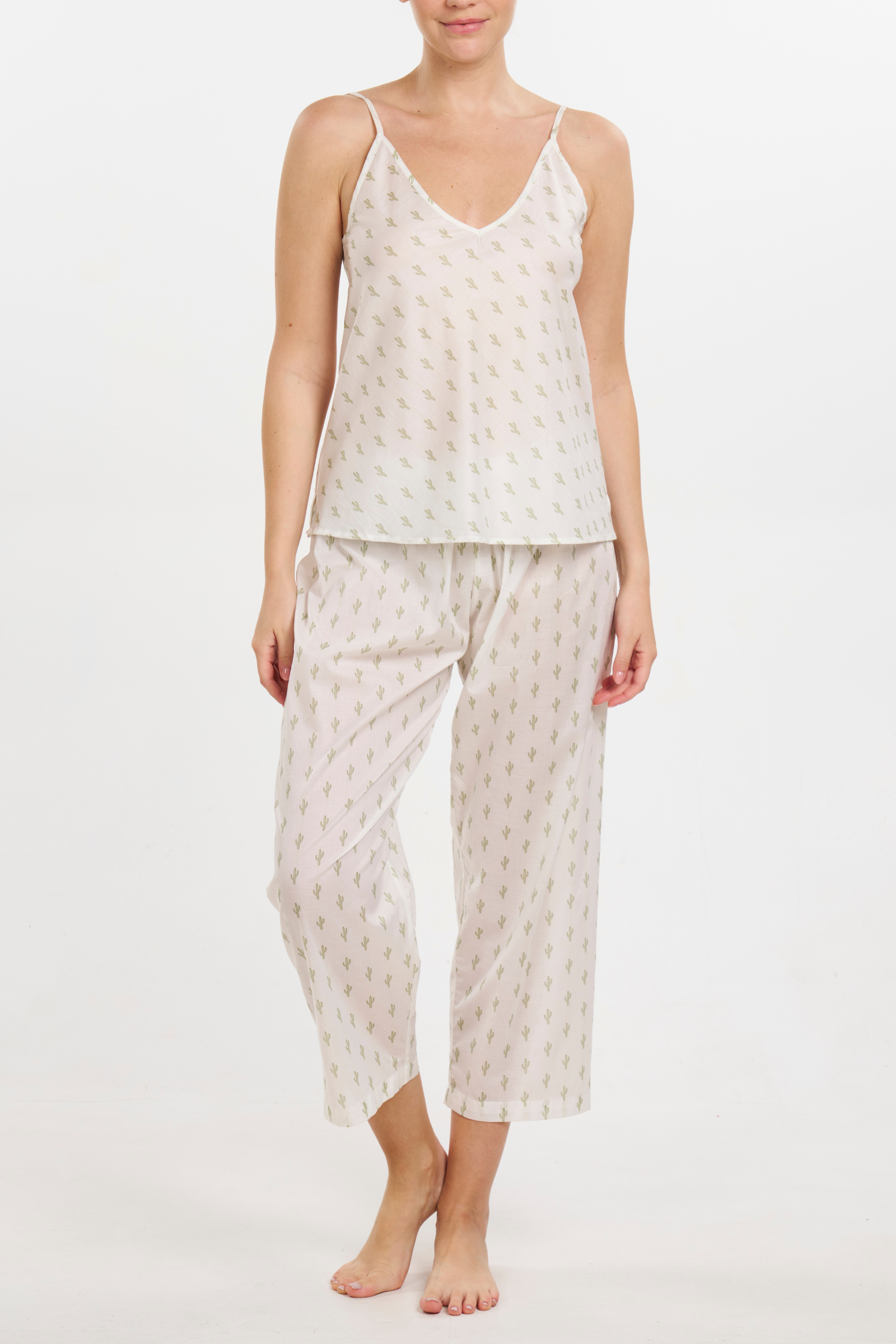 Cami Cropped Pant PJ Set - Cactus Print