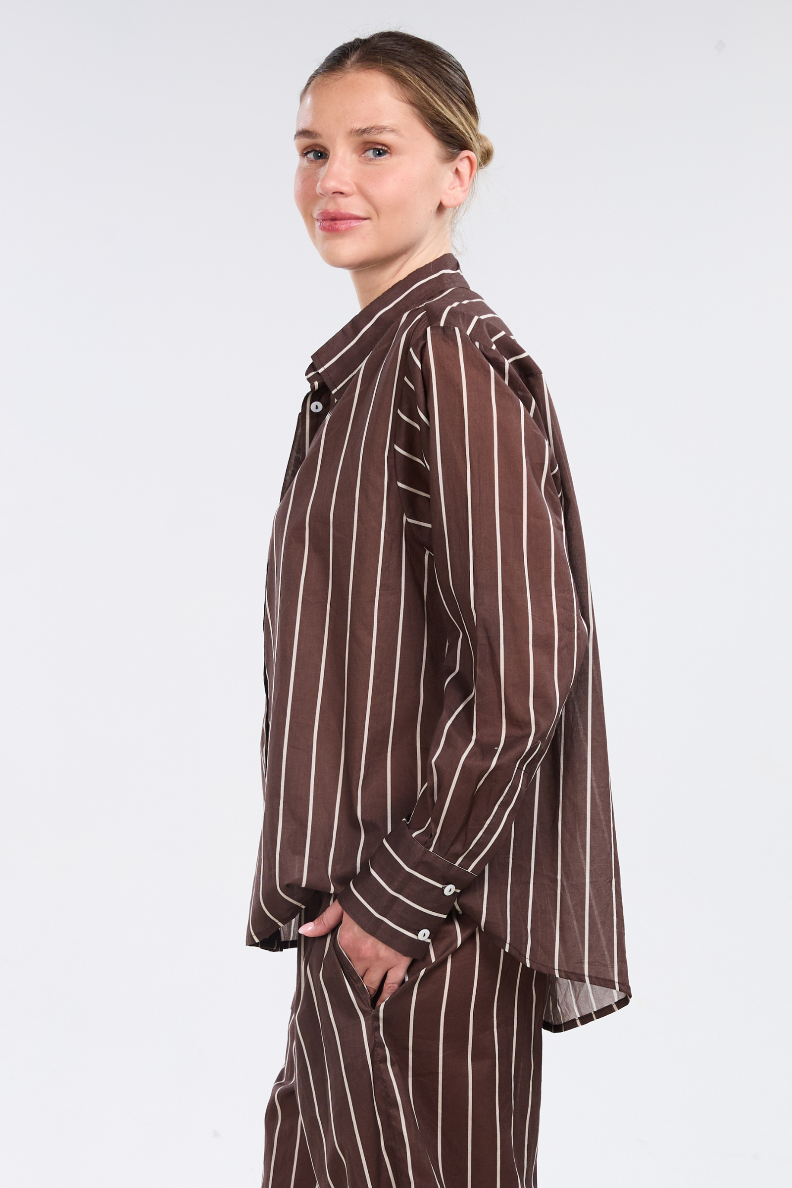 Oversized Lounge Set - Mocha Stripe