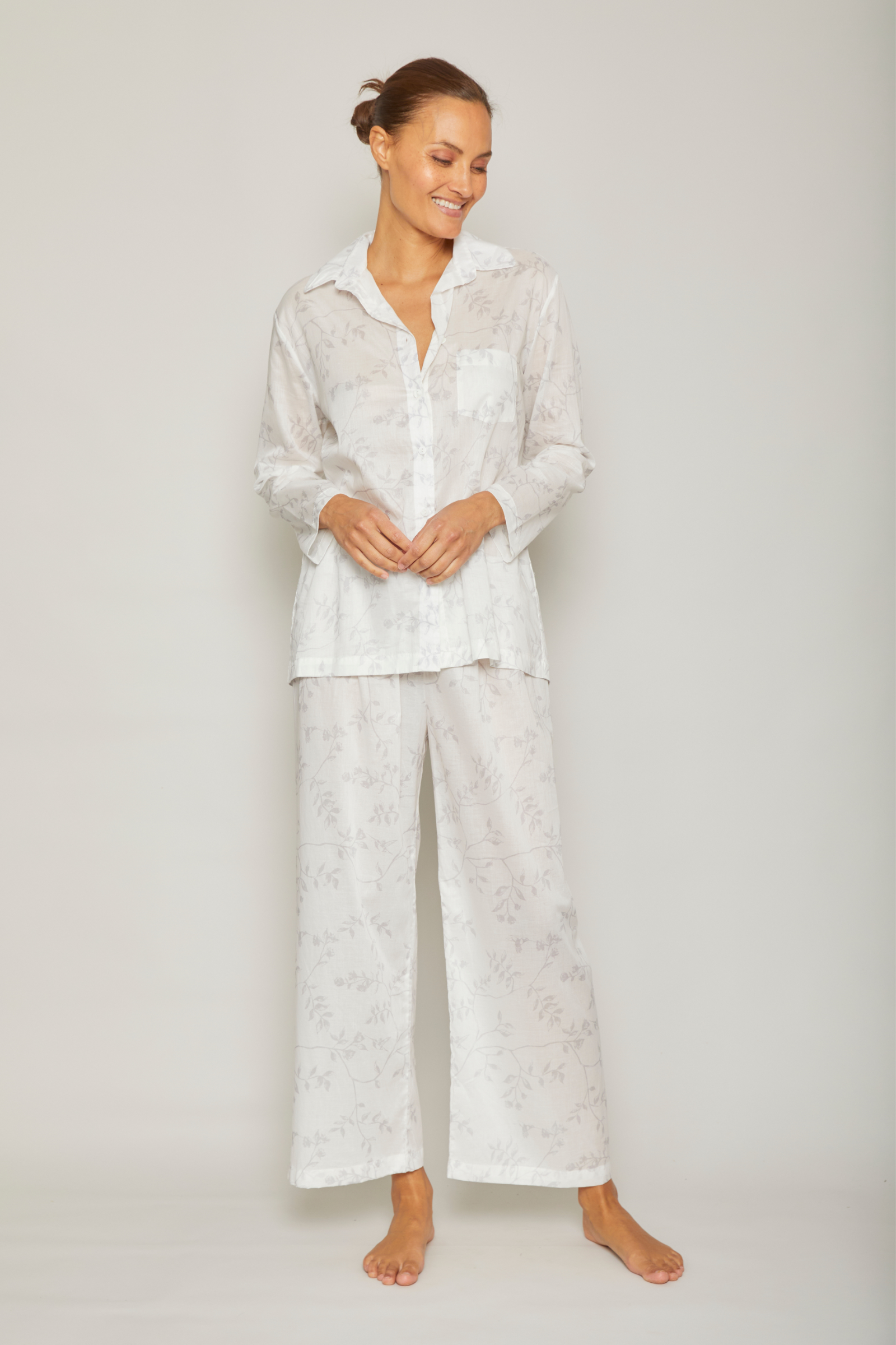 Hummingbird Long Sleeve Pajama Set - Grey