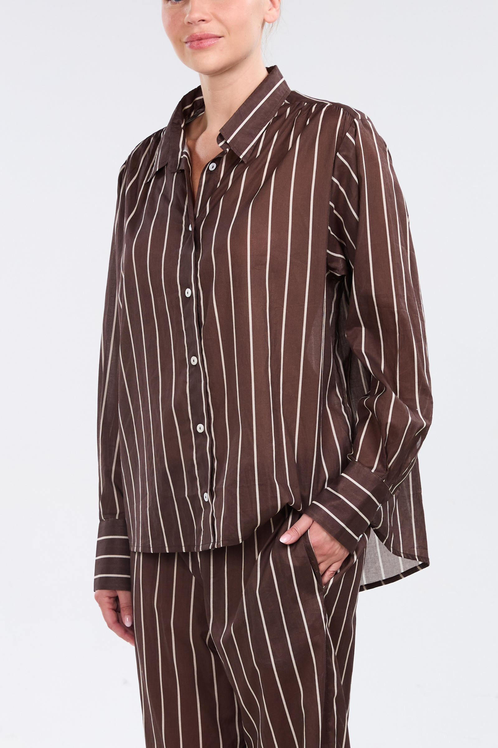 Oversized Lounge Set - Mocha Stripe