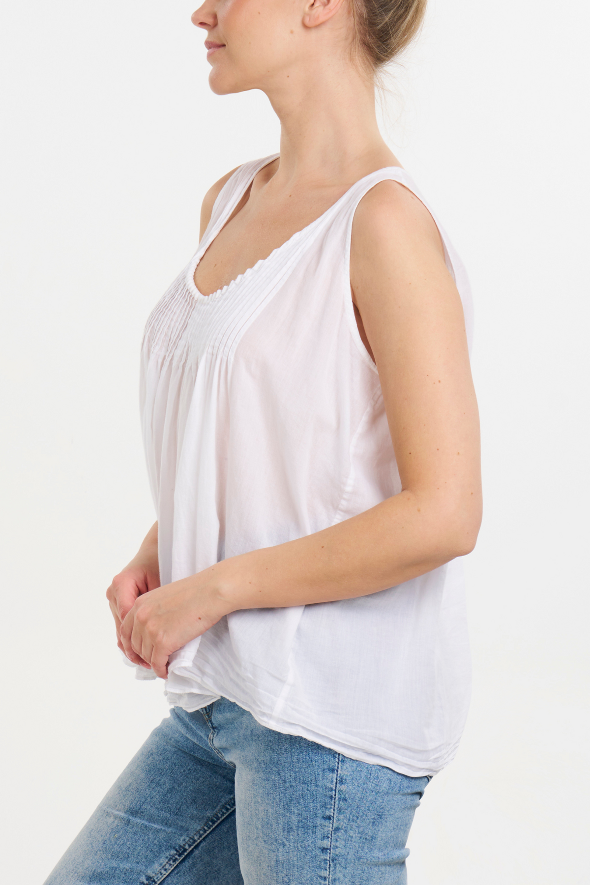 Pintuck Top - White
