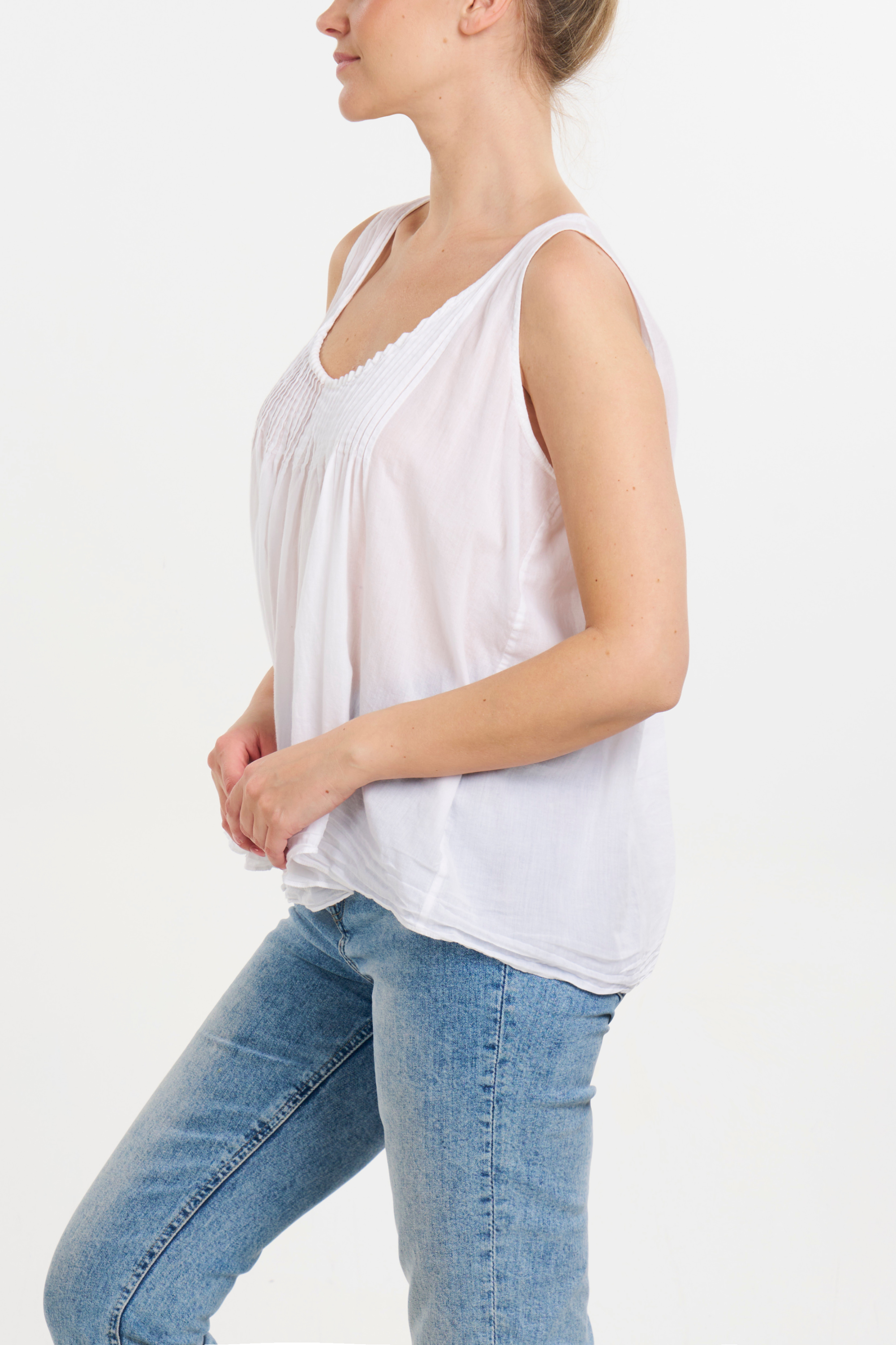 Pintuck Top - White