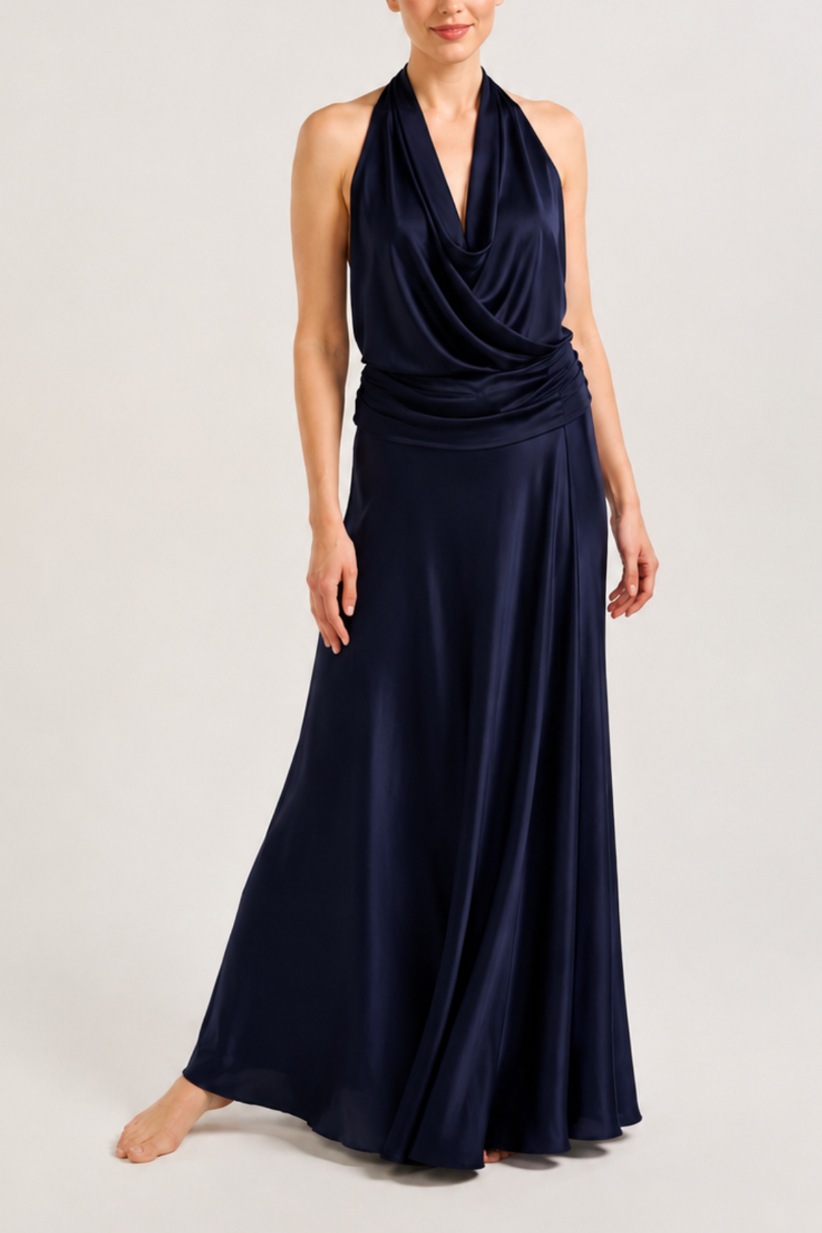 Silk Wrap Skirt - Navy