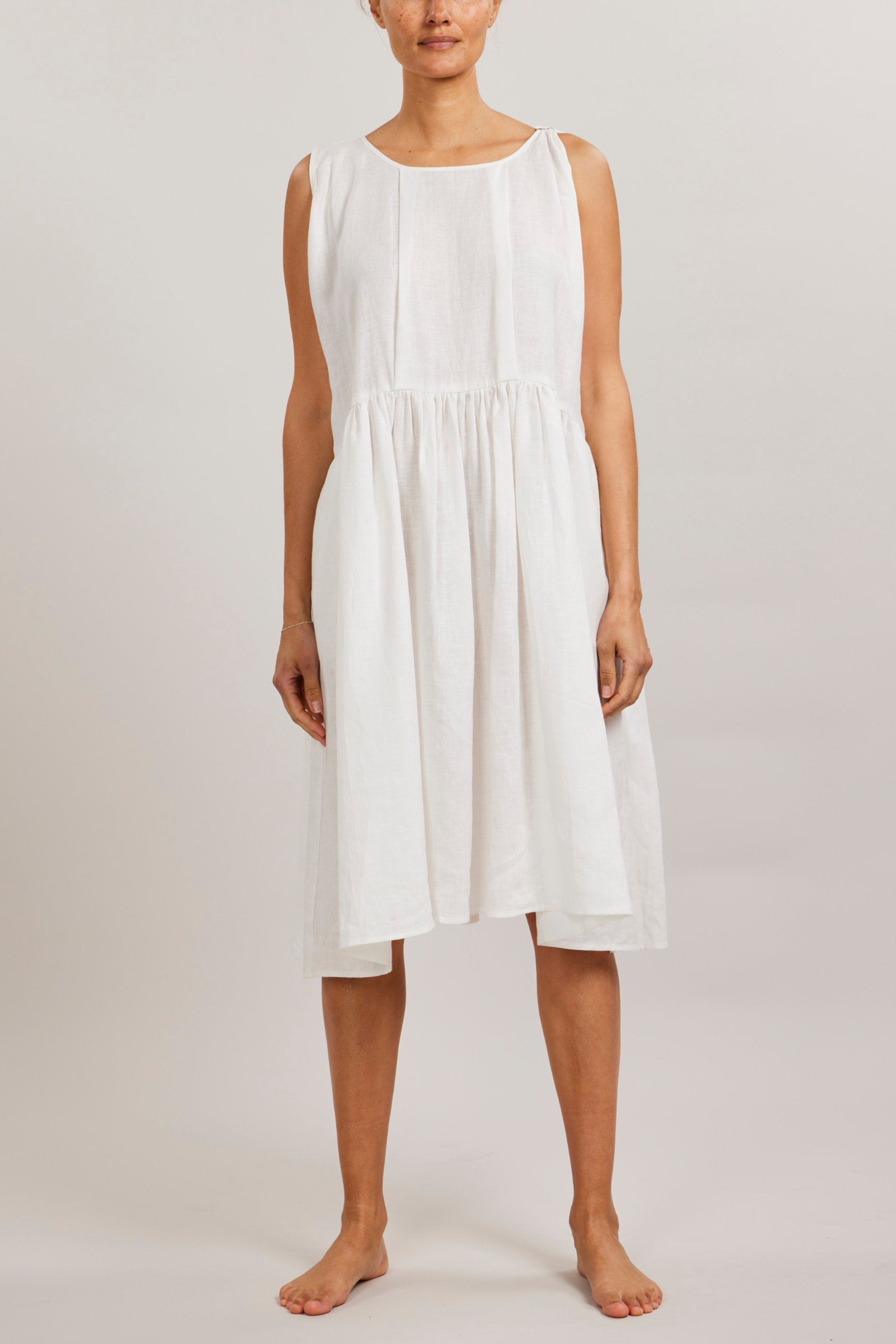 Linen Sophia Sleeveless Dress - Cream