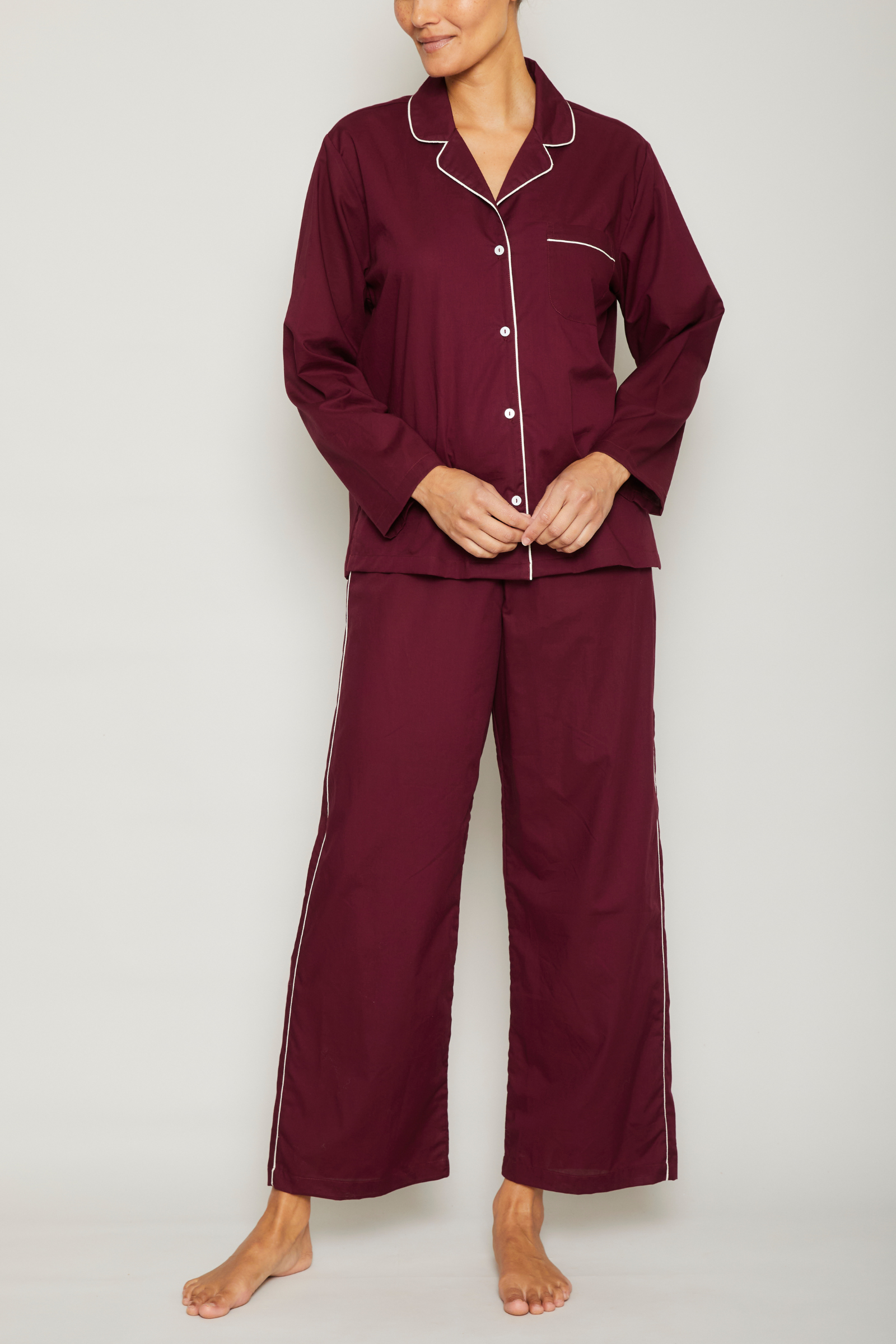 Wide Leg Sport PJ Set - Fig/White