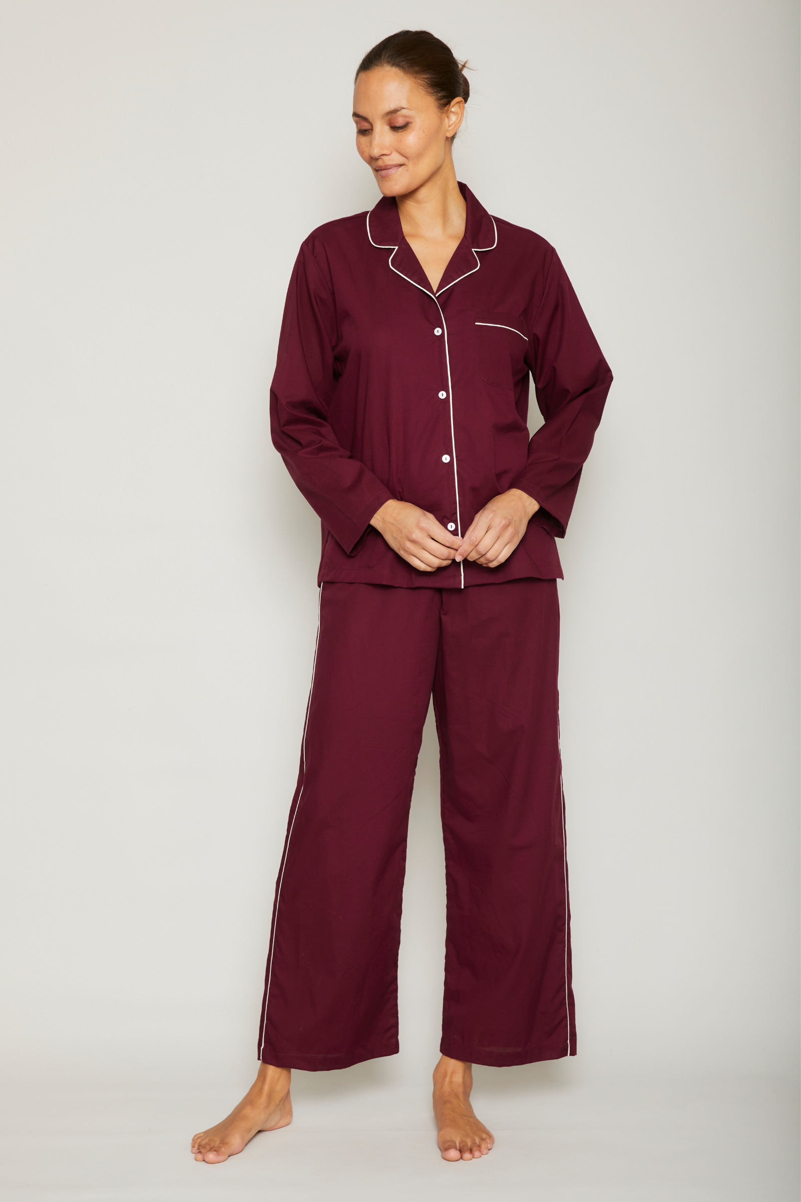Wide Leg Sport PJ Set - Fig/White