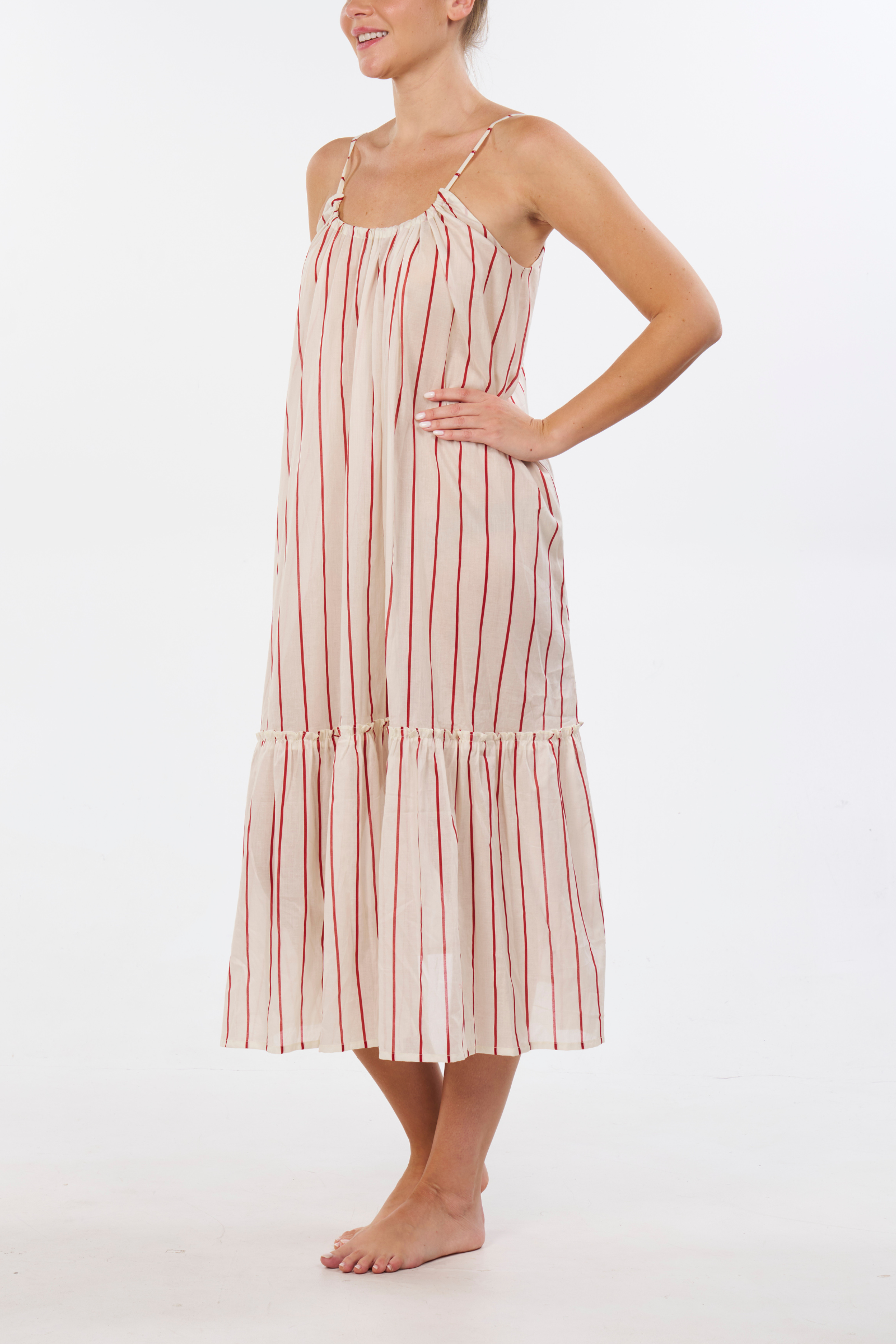 Low-Back Ruffle Dress - Parasol Stripe