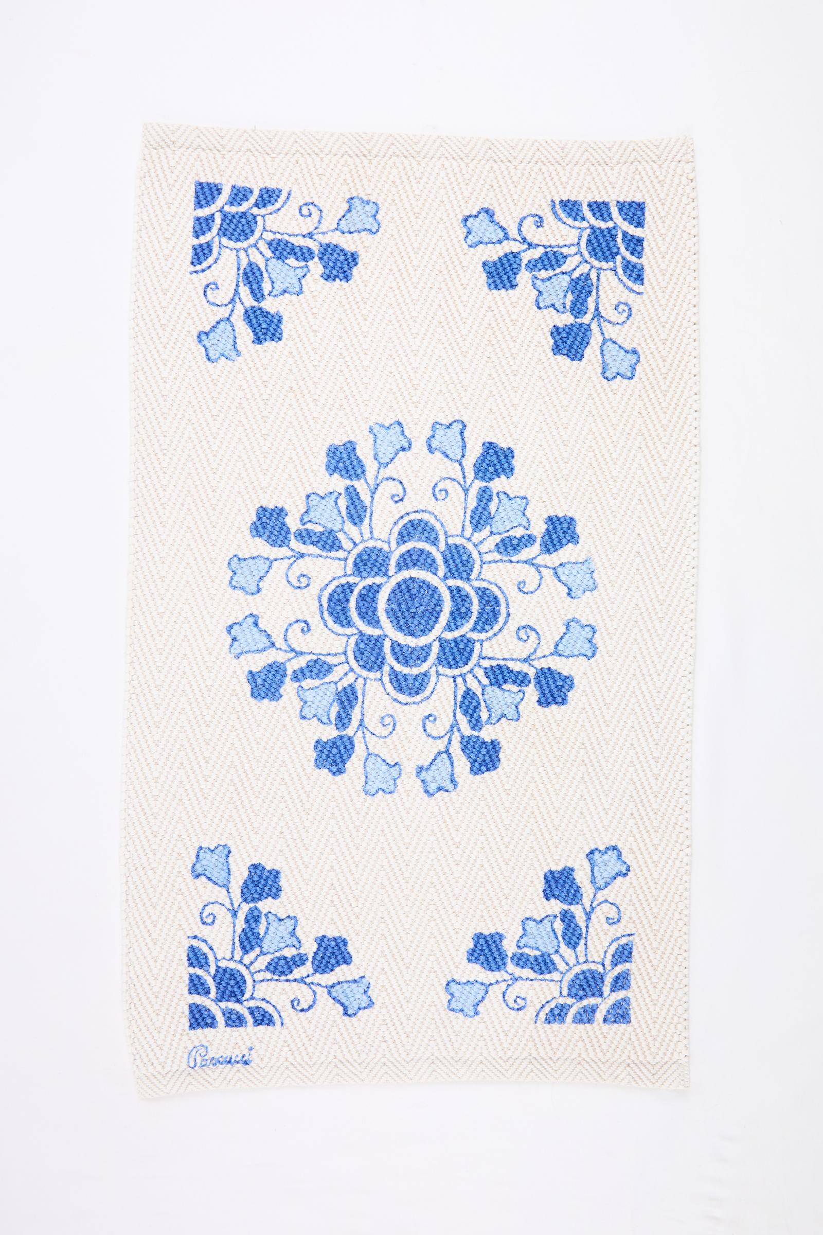 Hand-Painted Italian Mat - Blue Floral
