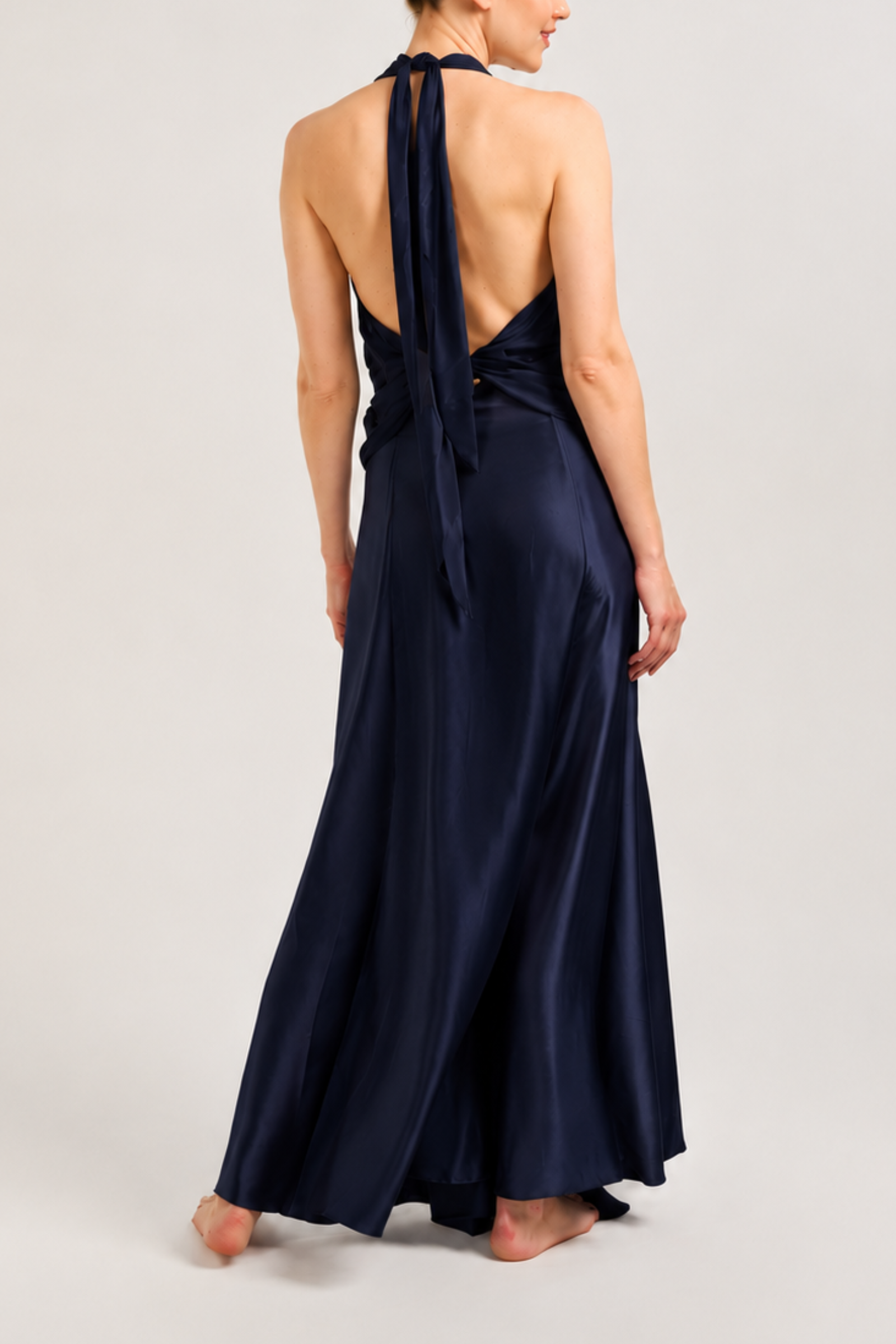 Silk Halter Top - Navy