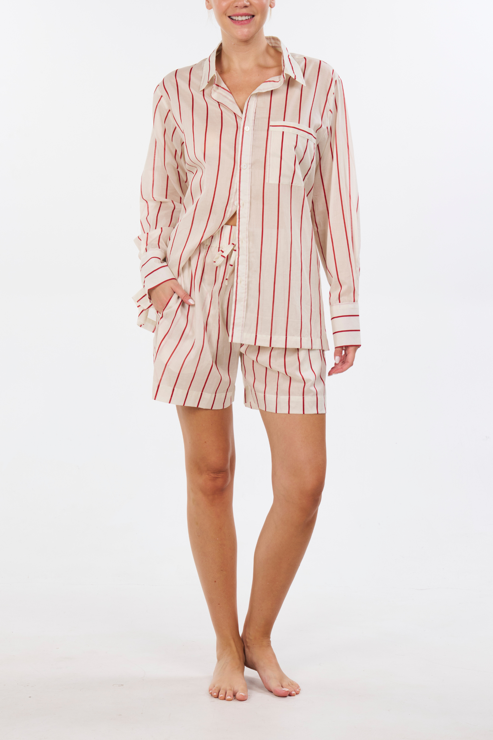 Long Sleeve Short Set - Parasol Stripe