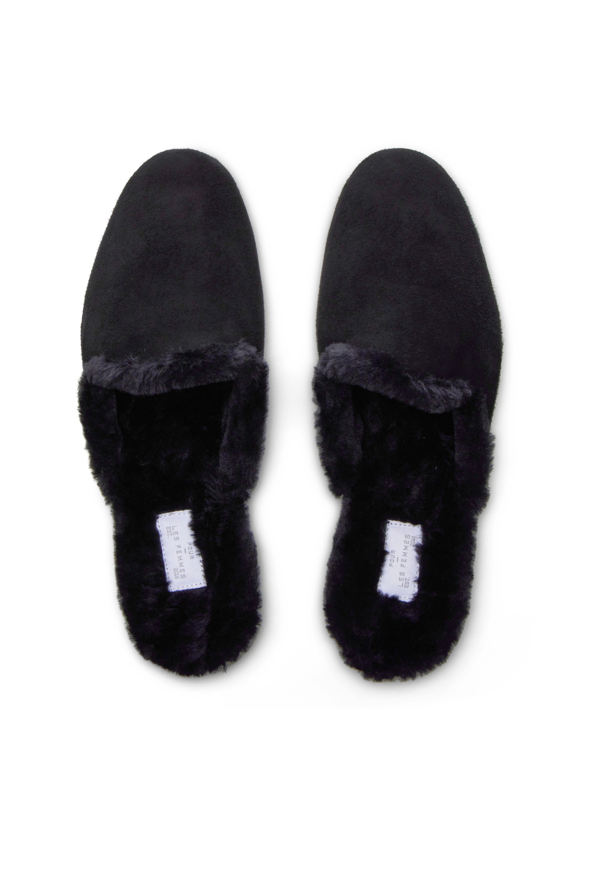Suede Slippers - Black