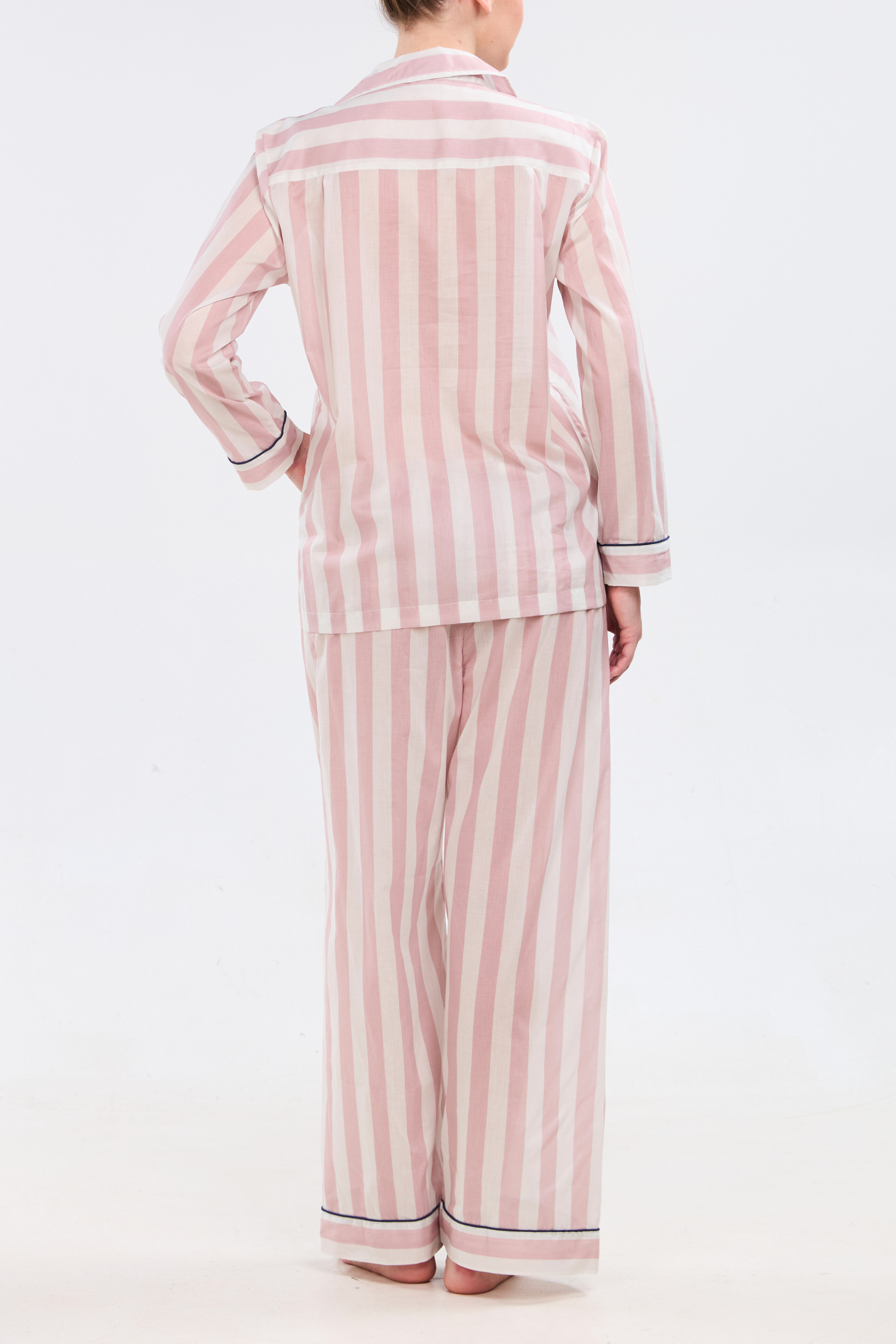 Long Sleeve Pajama Set - Dolce Vita piped in Navy