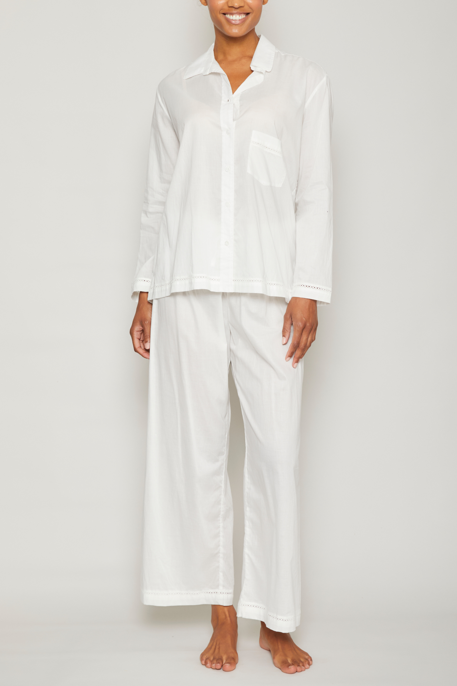 Classic Style Pajama Set - White
