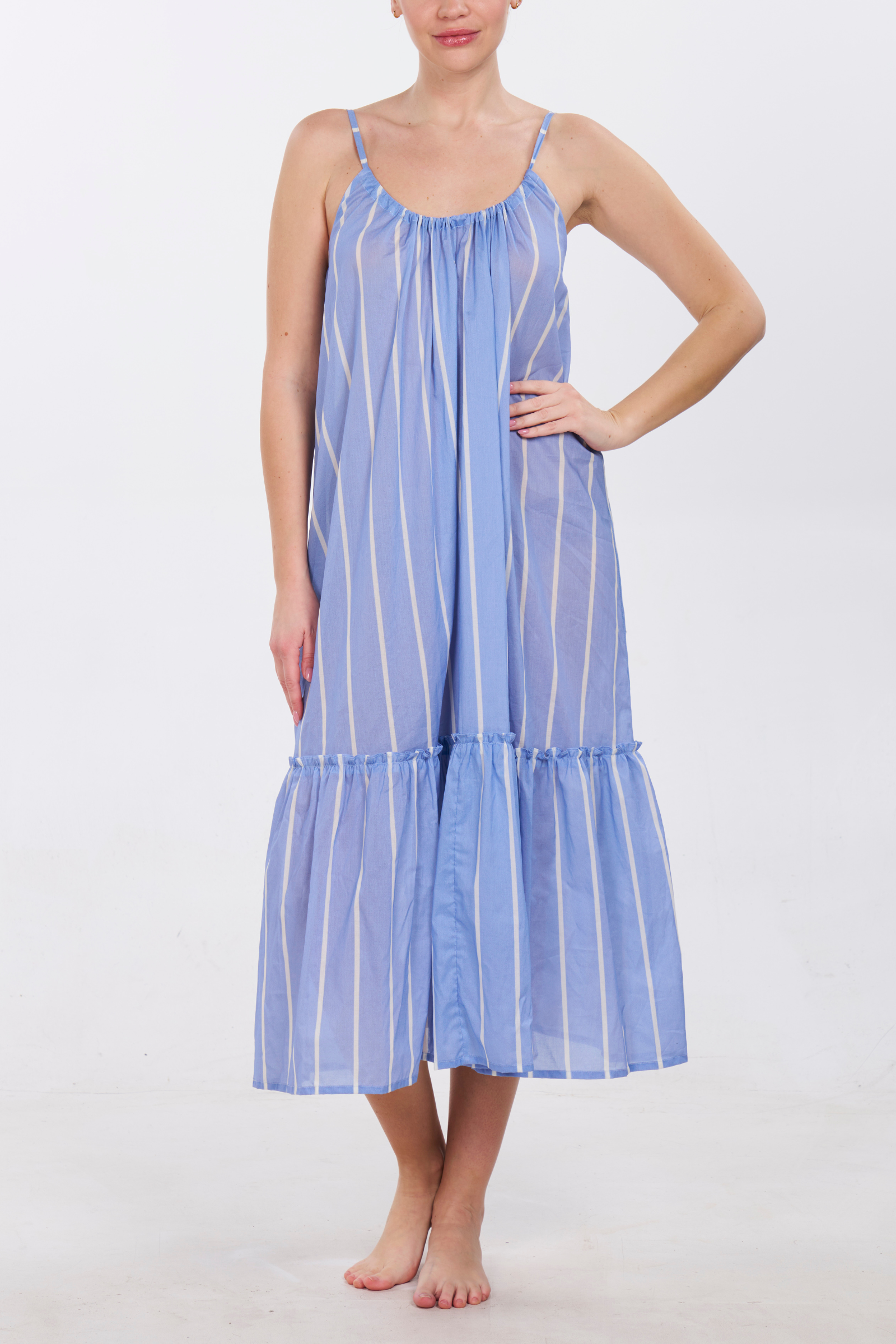 Low-Back Ruffle Dress - Bel Air Stripe M / MULTI