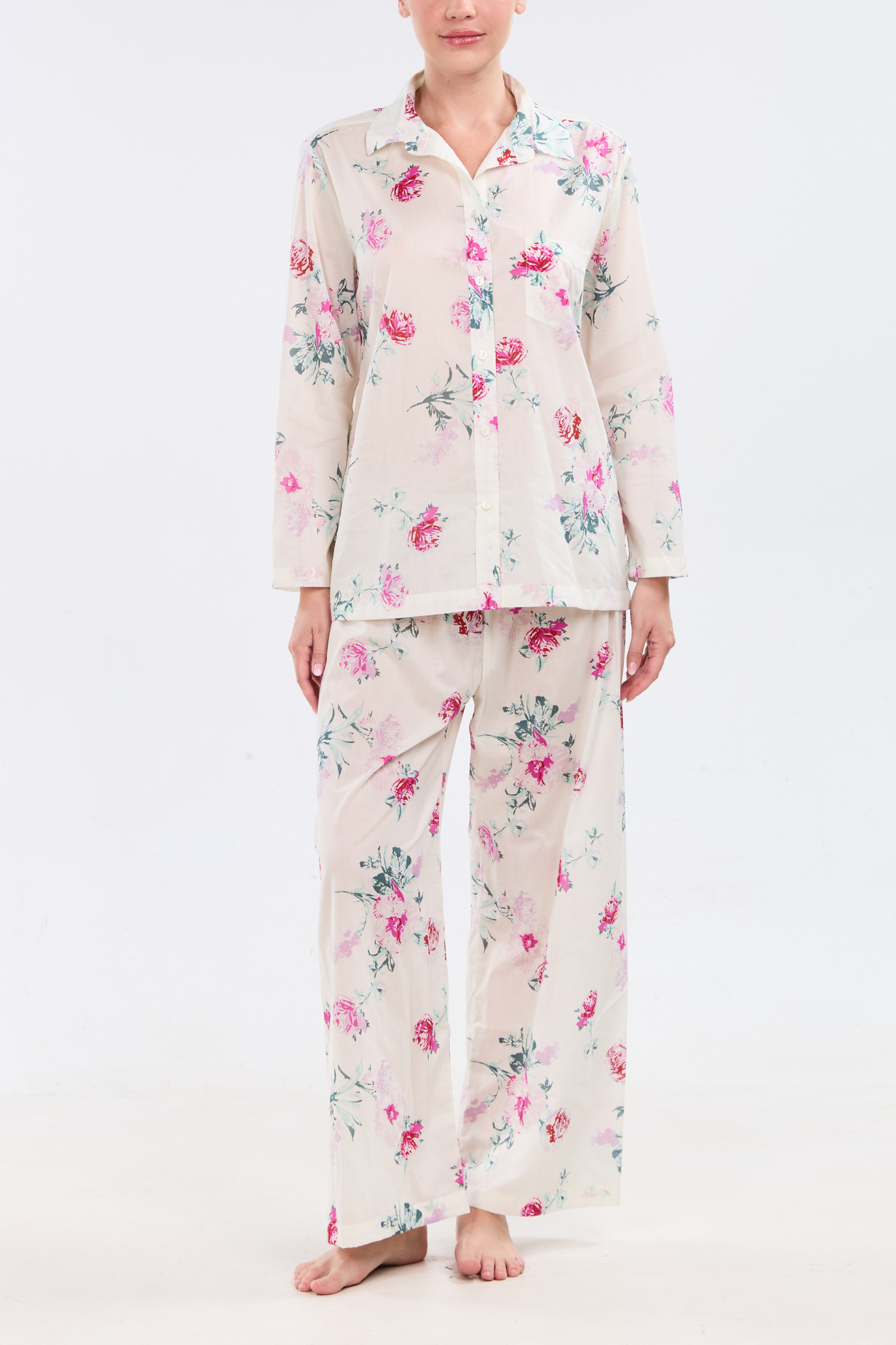 Long Sleeve Pajama Set - Roses