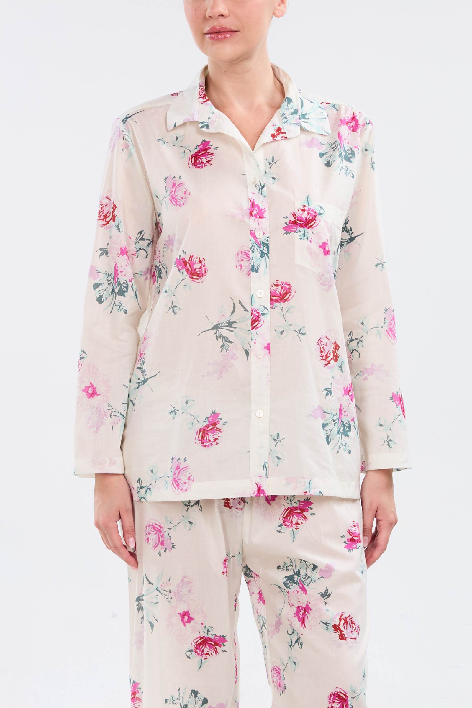 Long Sleeve Pajama Set - Roses