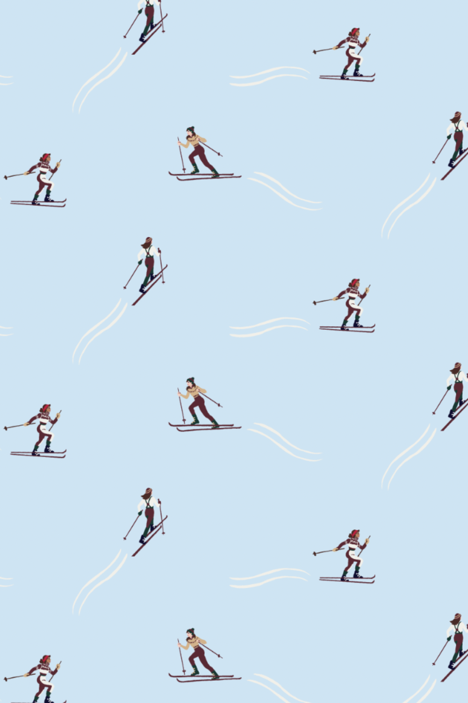 Long Sleeve Pajama Set - Cross Country Skiers