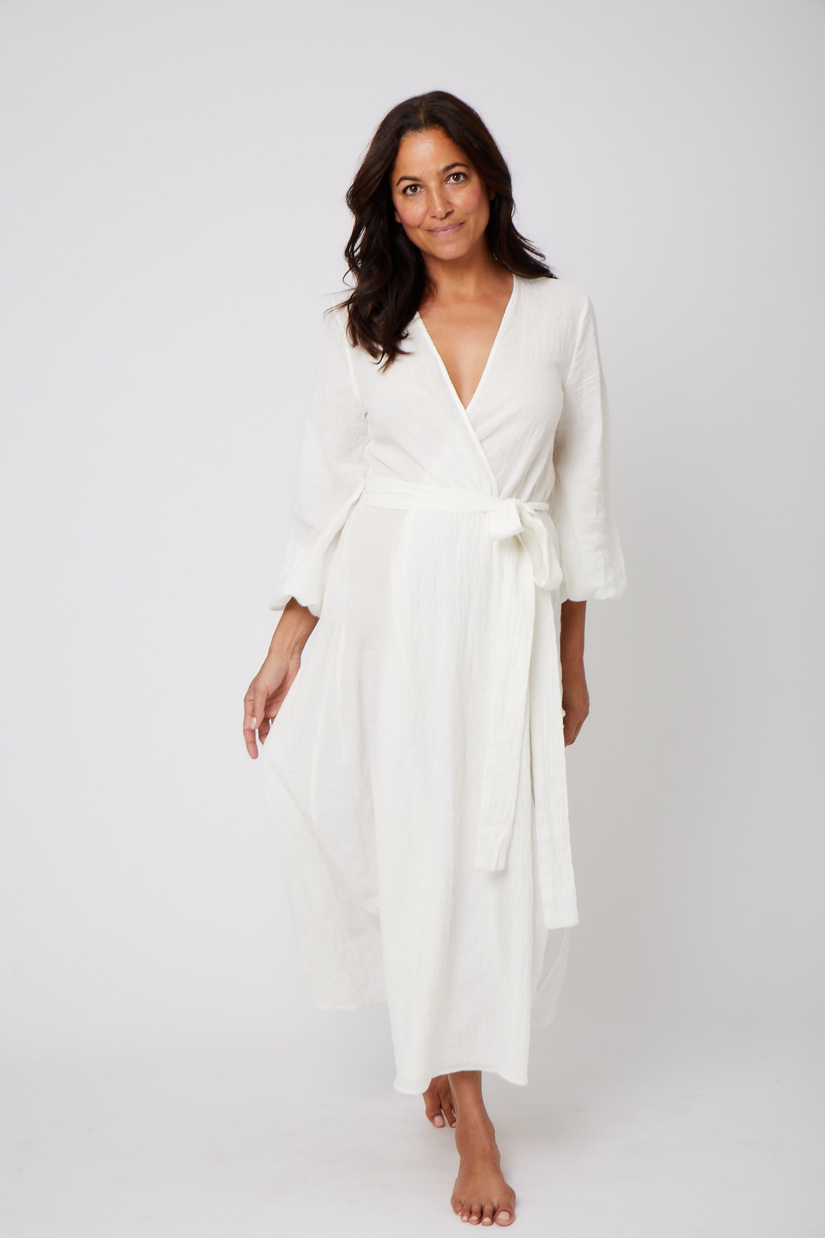 Long Organic Japanese Cotton Wrap Dress Long Organic Japanese Cotton Wrap Dress