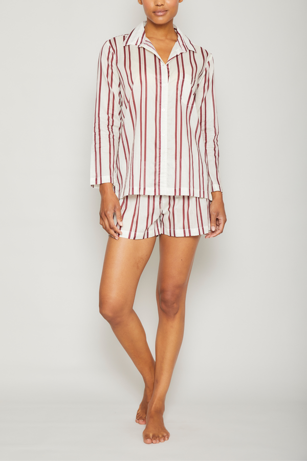 Striped Long Sleeve Pajama Short Set - Nomad