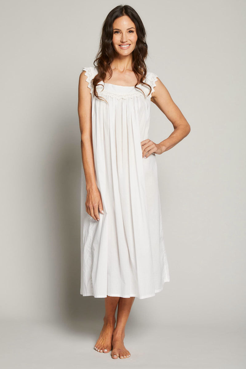 Lace Square Neck Nightgown - White