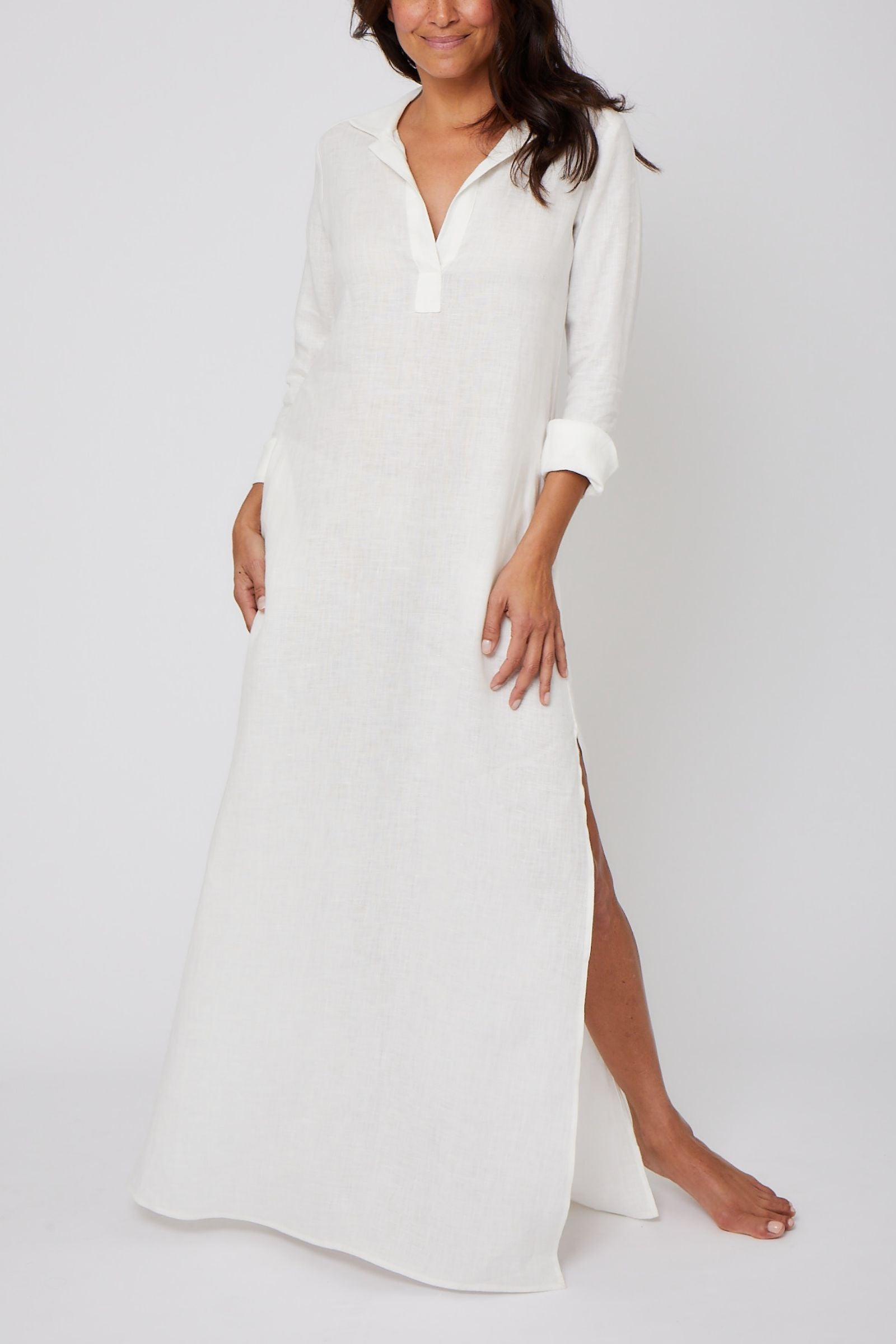 chinese dress ladies Long Linen Shirt Dress