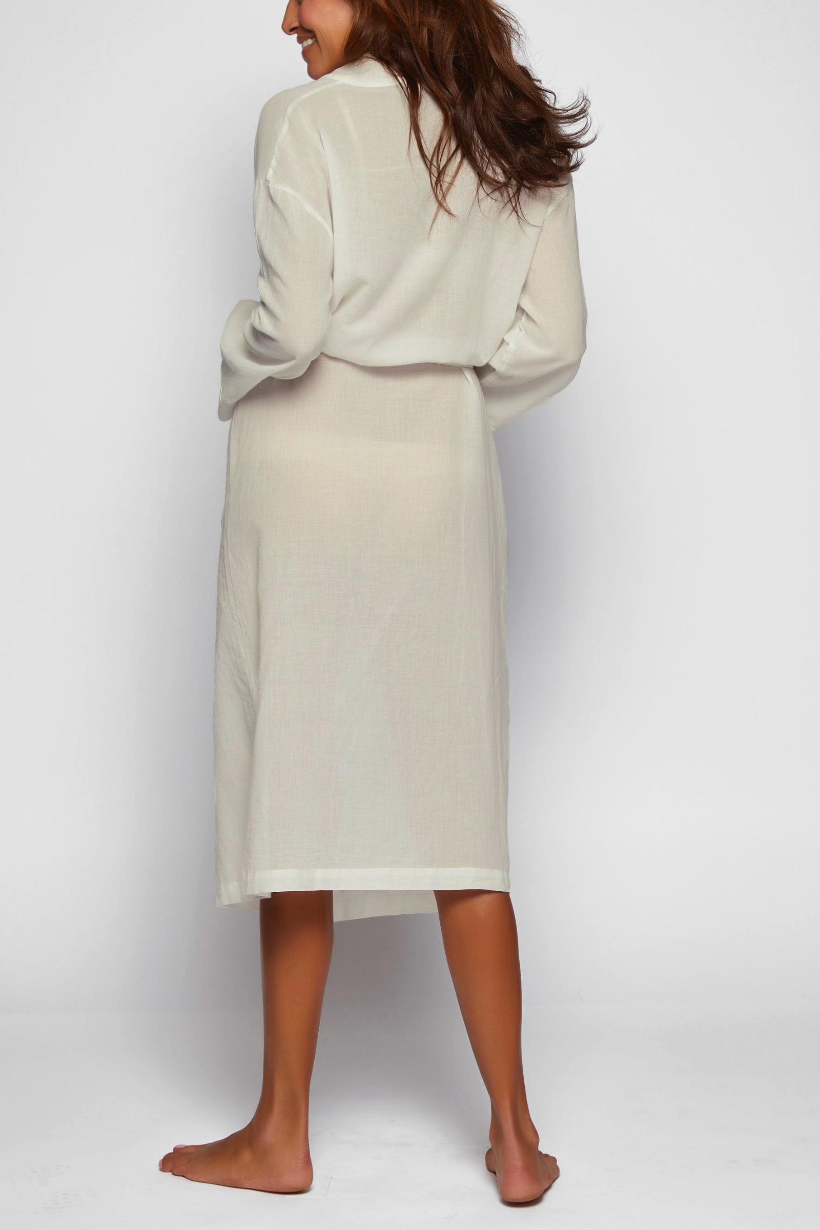 Indian Cotton Gauze Robe - Natural