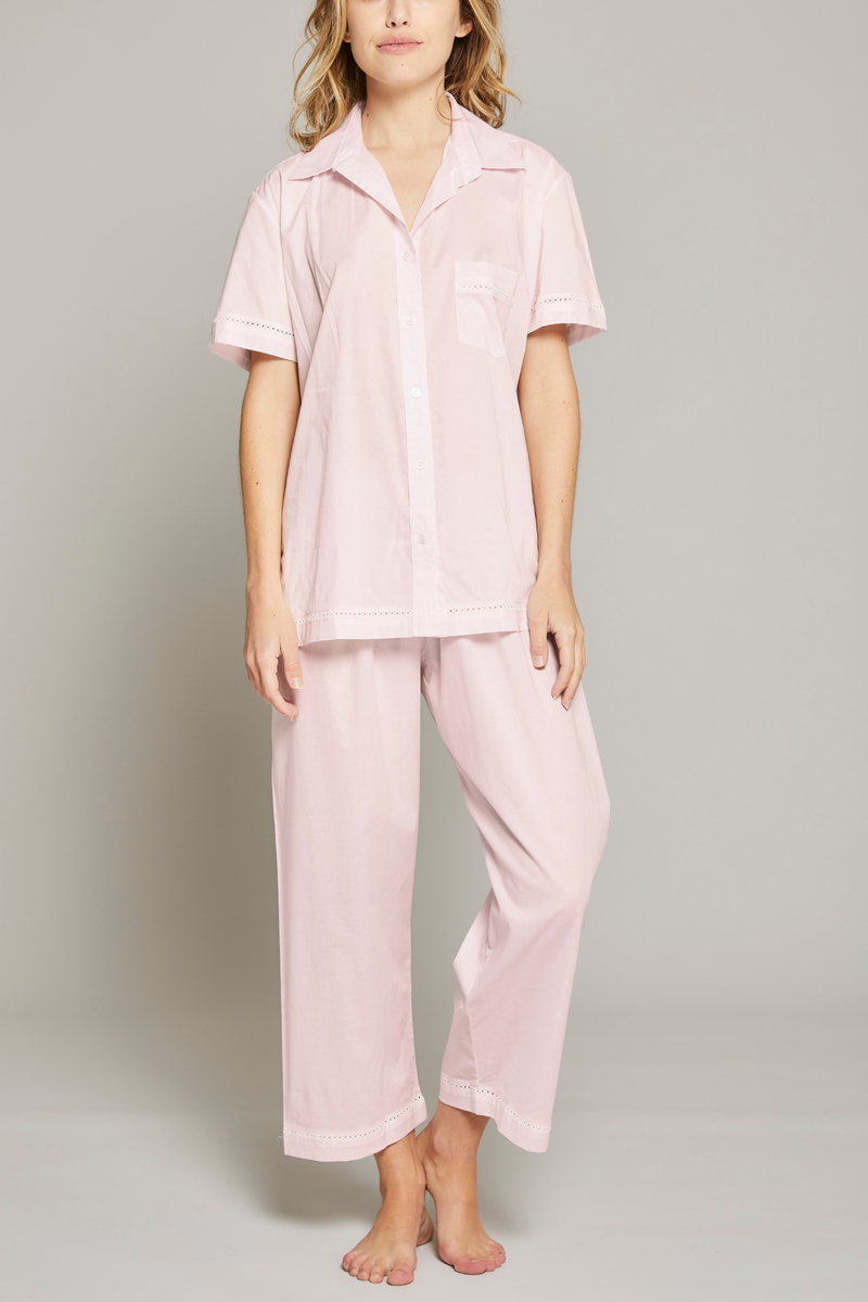 Short Sleeve Crop Pant PJ Set - Pink