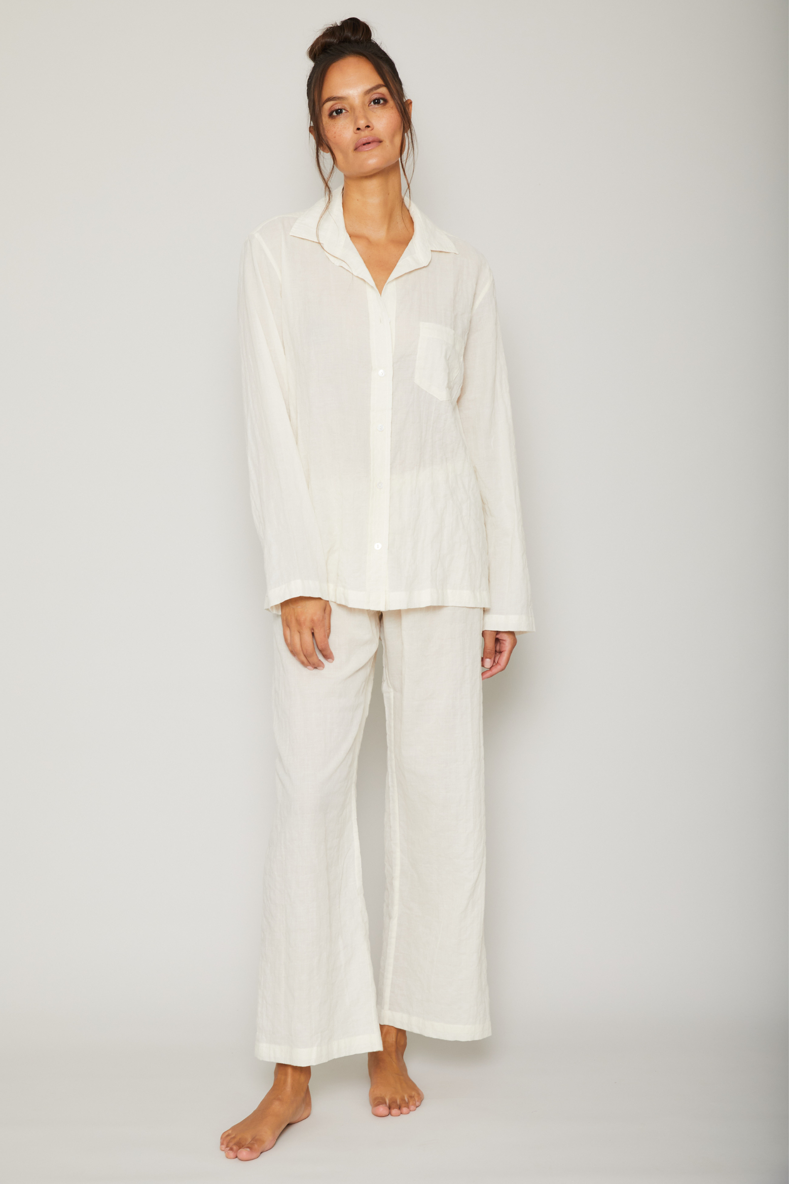 Organic Japanese Cotton Pajama Set-Cream