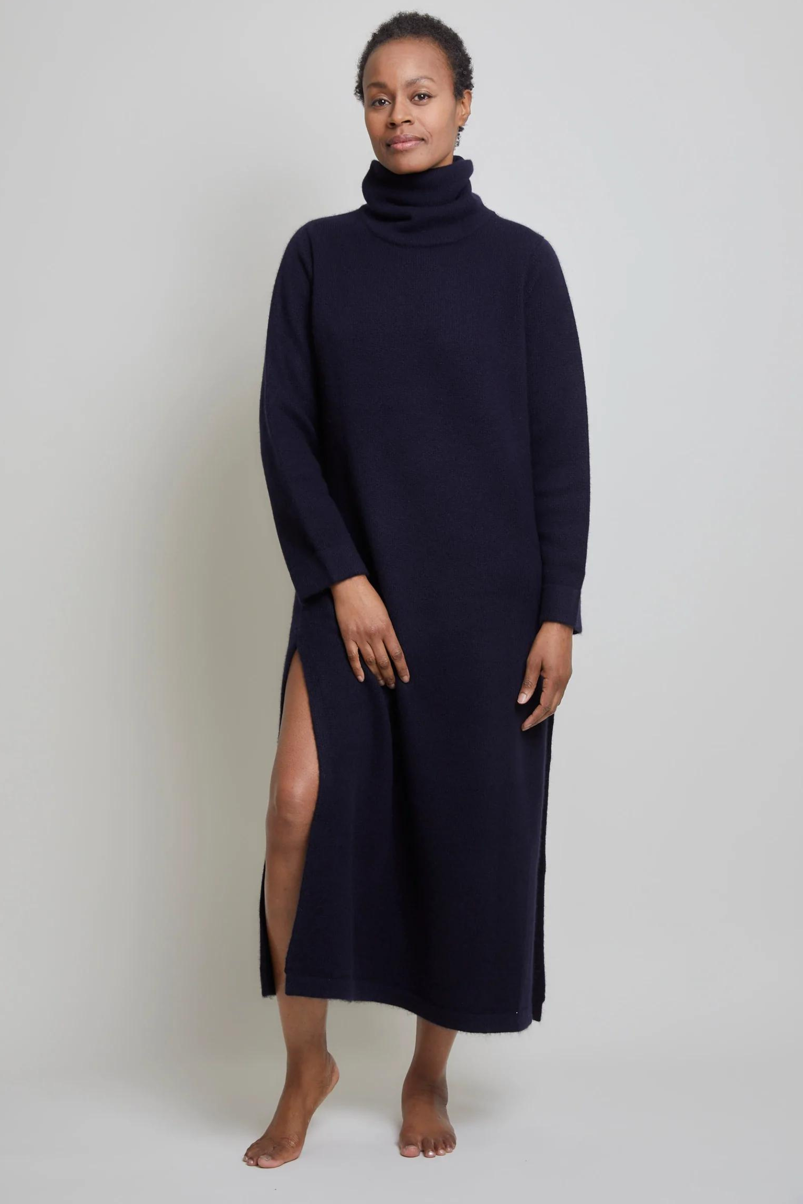 Long Cashmere Dress - Navy