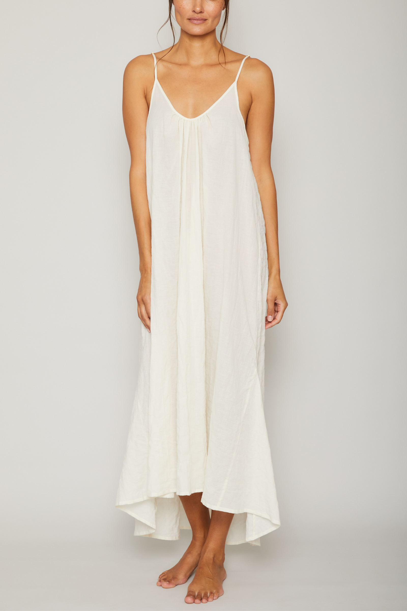 Organic Japanese Cotton High Low Dress - Cream