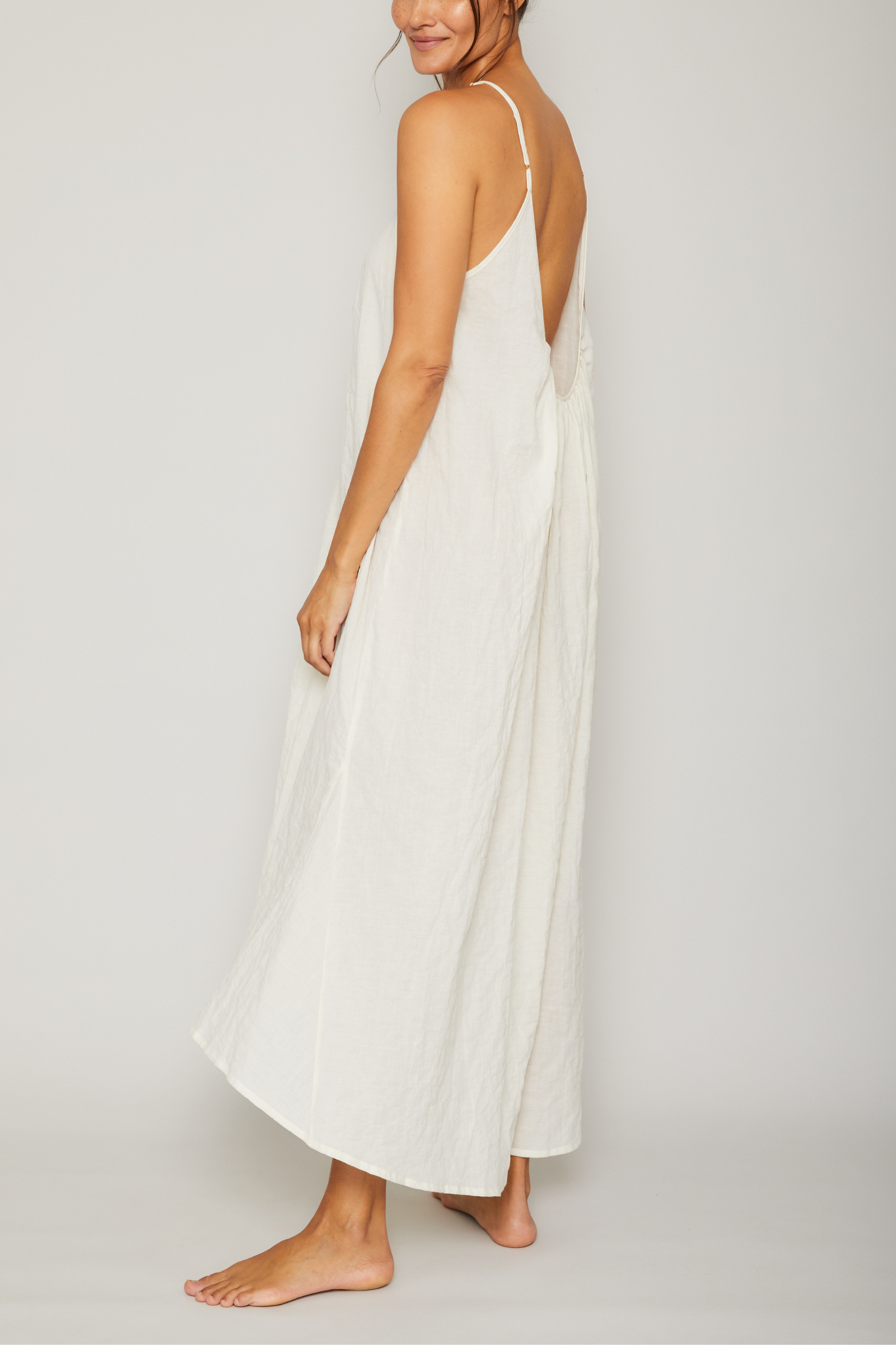 Organic Japanese Cotton High Low Dress - Cream