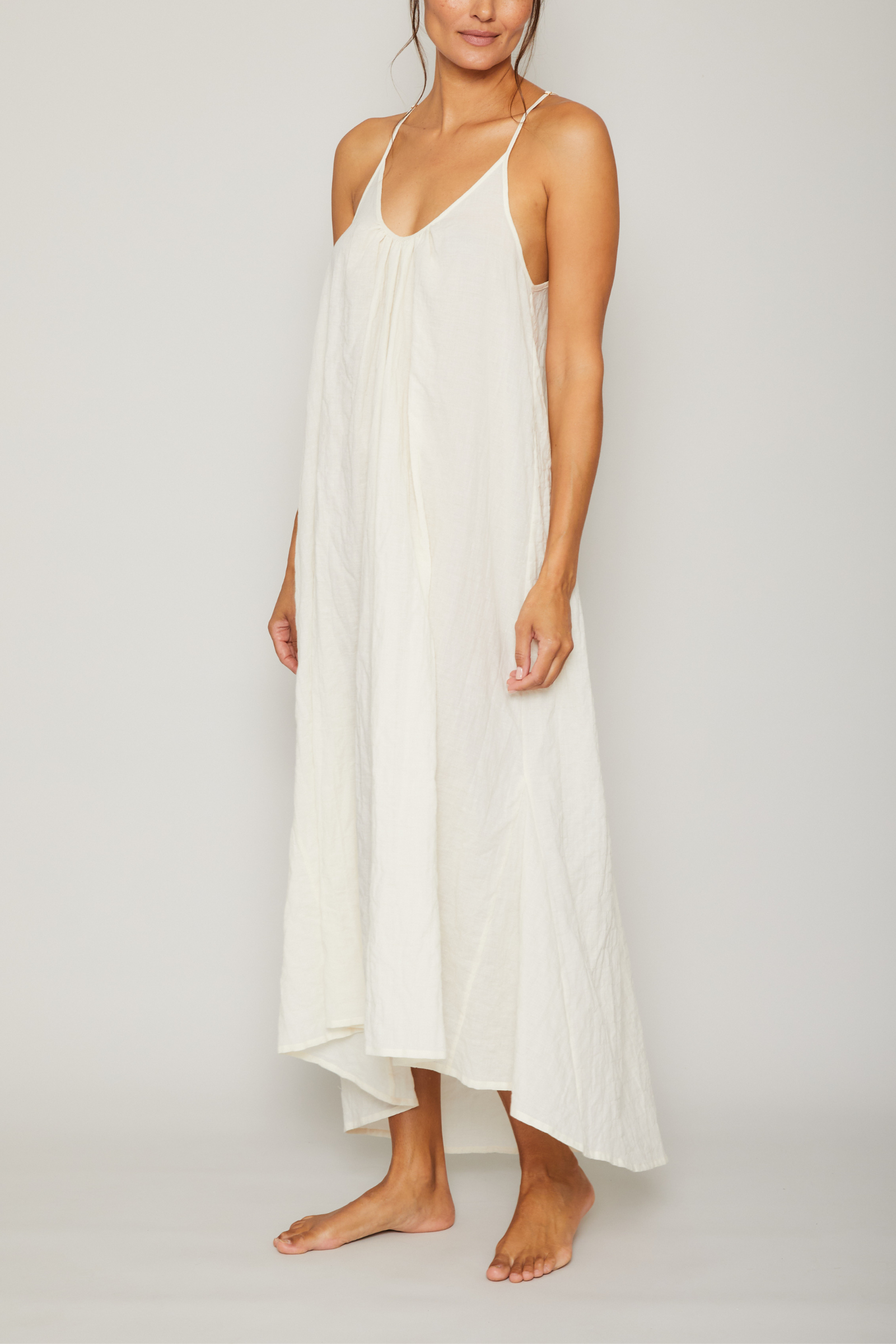 Organic Japanese Cotton High Low Dress - Cream