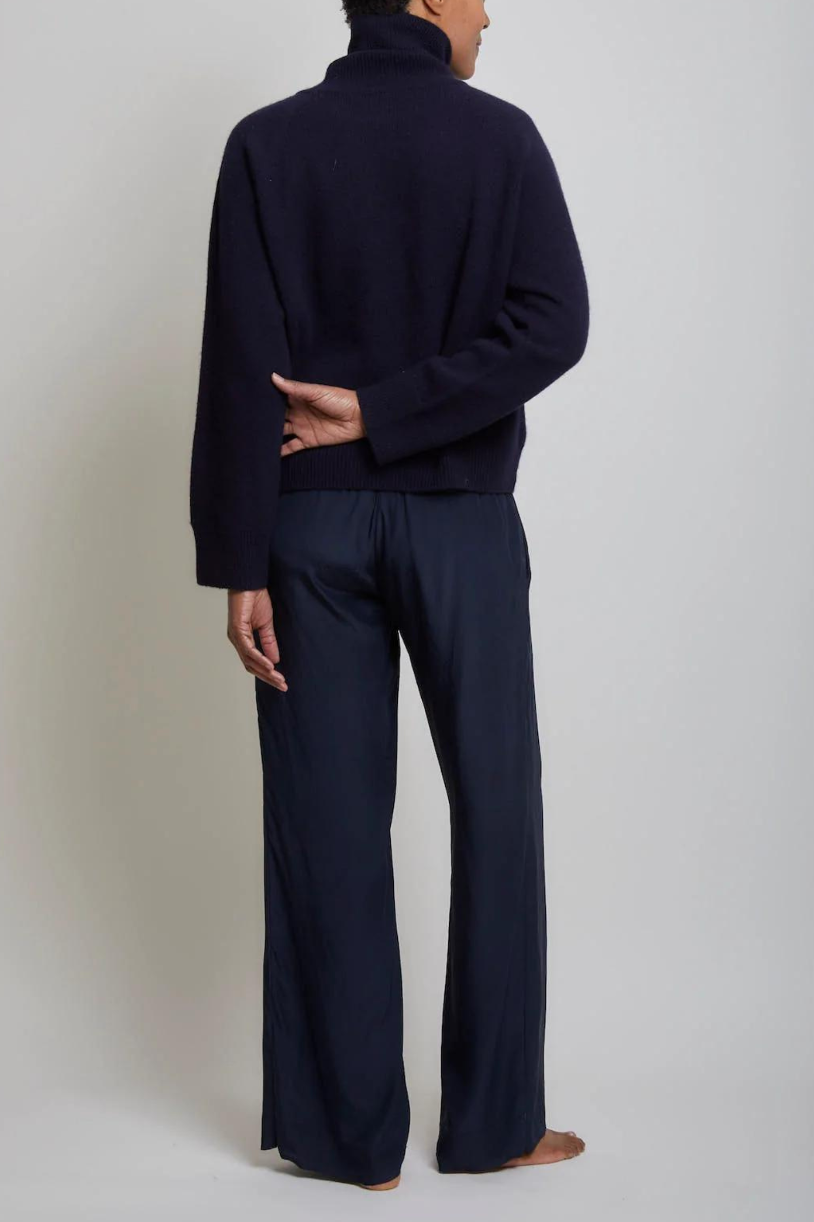 Silk Charmeuse Lounge Pant - Navy