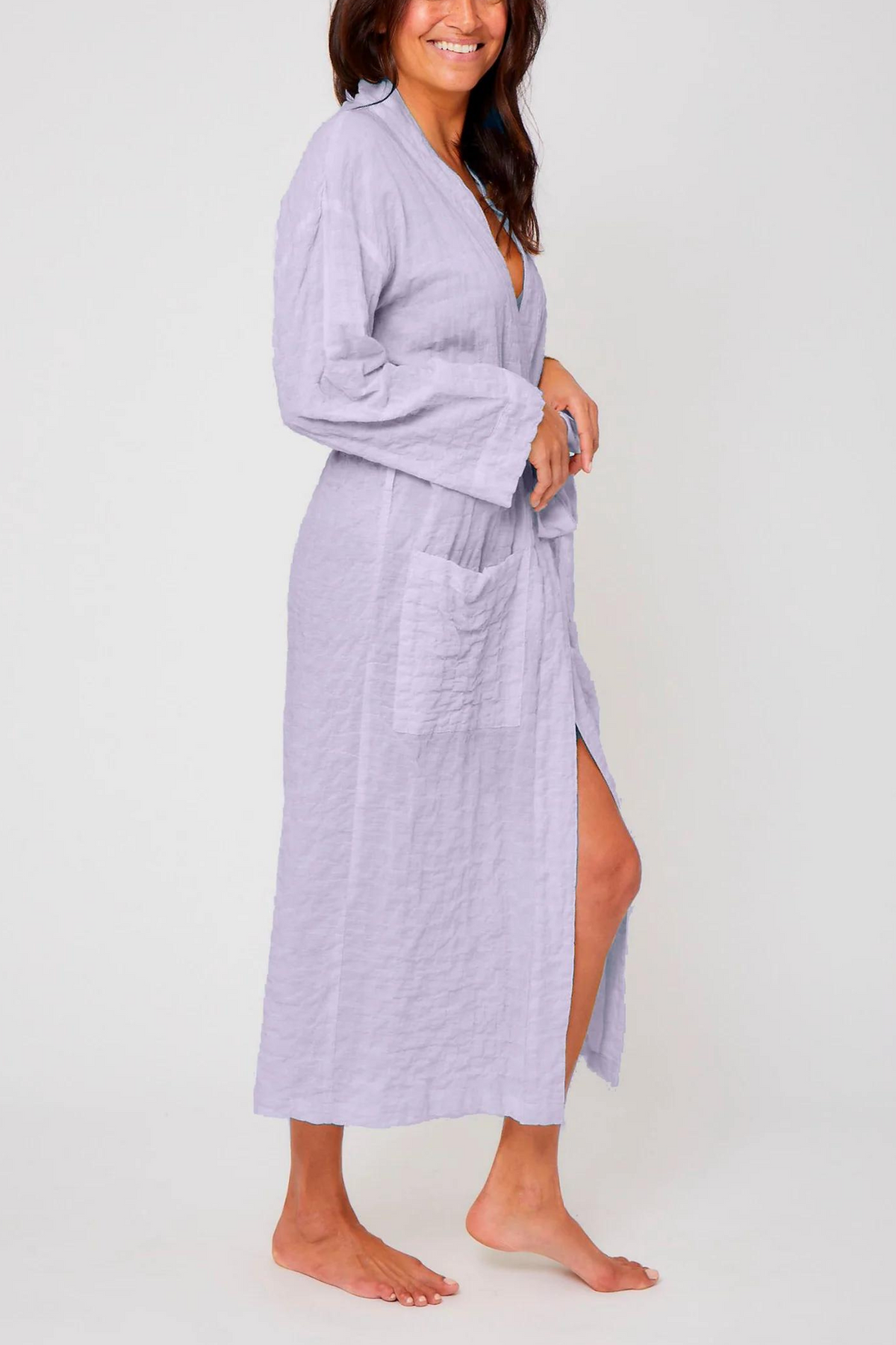 Organic Japanese Cotton Long Robe- Lavender