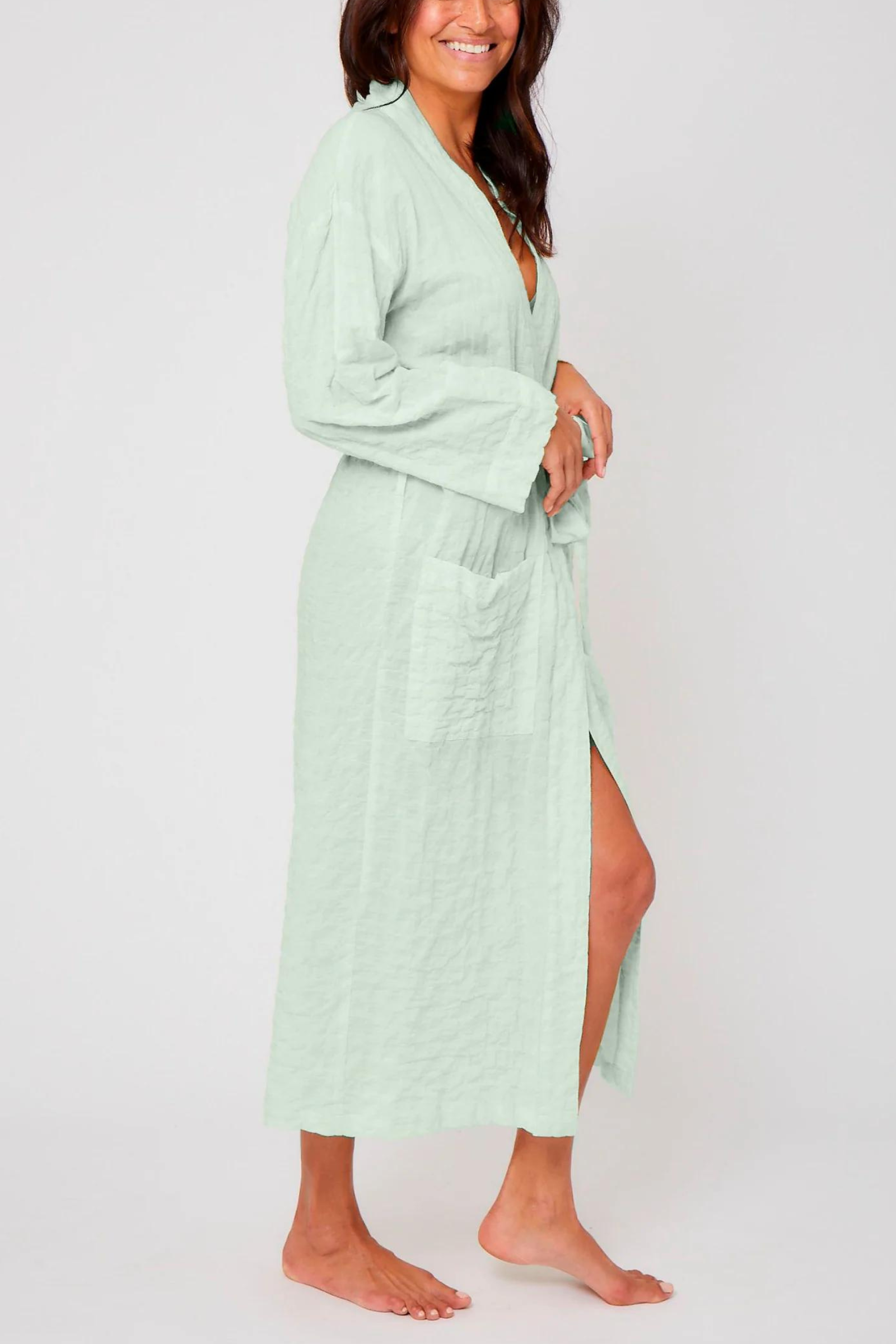 Organic Japanese Cotton Long Robe - Celadon