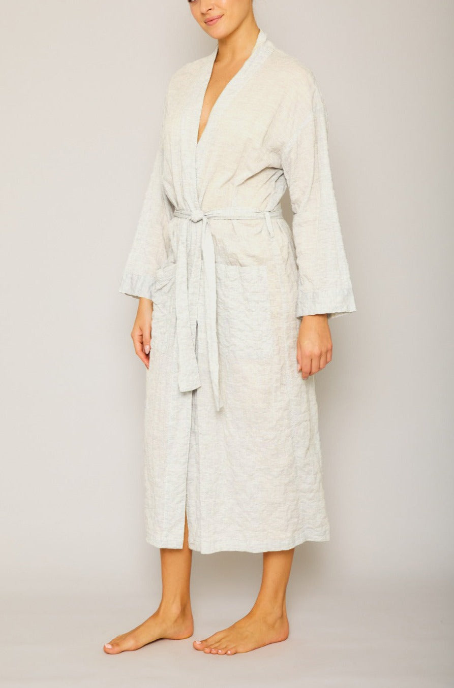 Organic Japanese Cotton Long Robe-Cream