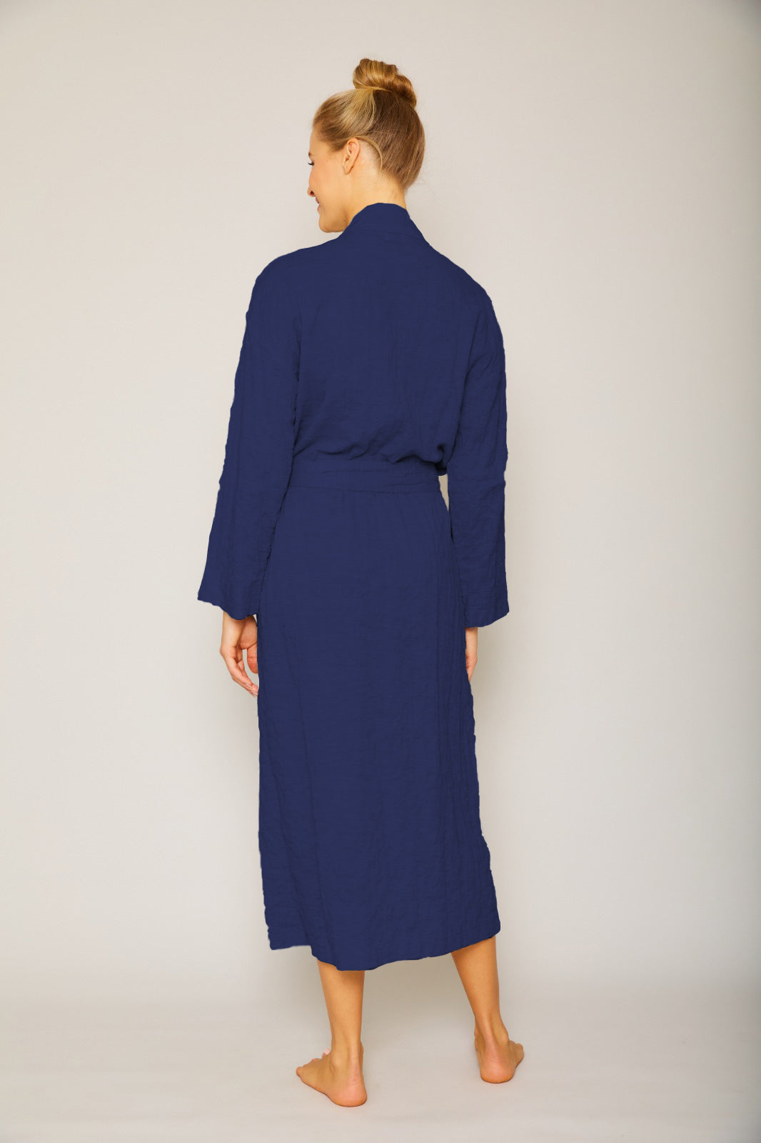 Organic Japanese Cotton Long Robe - Navy