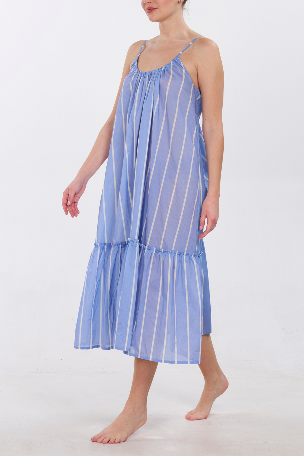 Low-Back Ruffle Dress - Bel Air Stripe