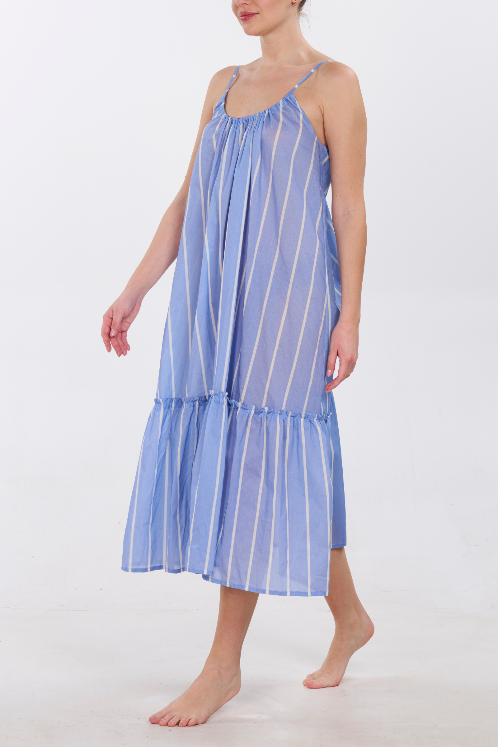 Low-Back Ruffle Dress - Bel Air Stripe