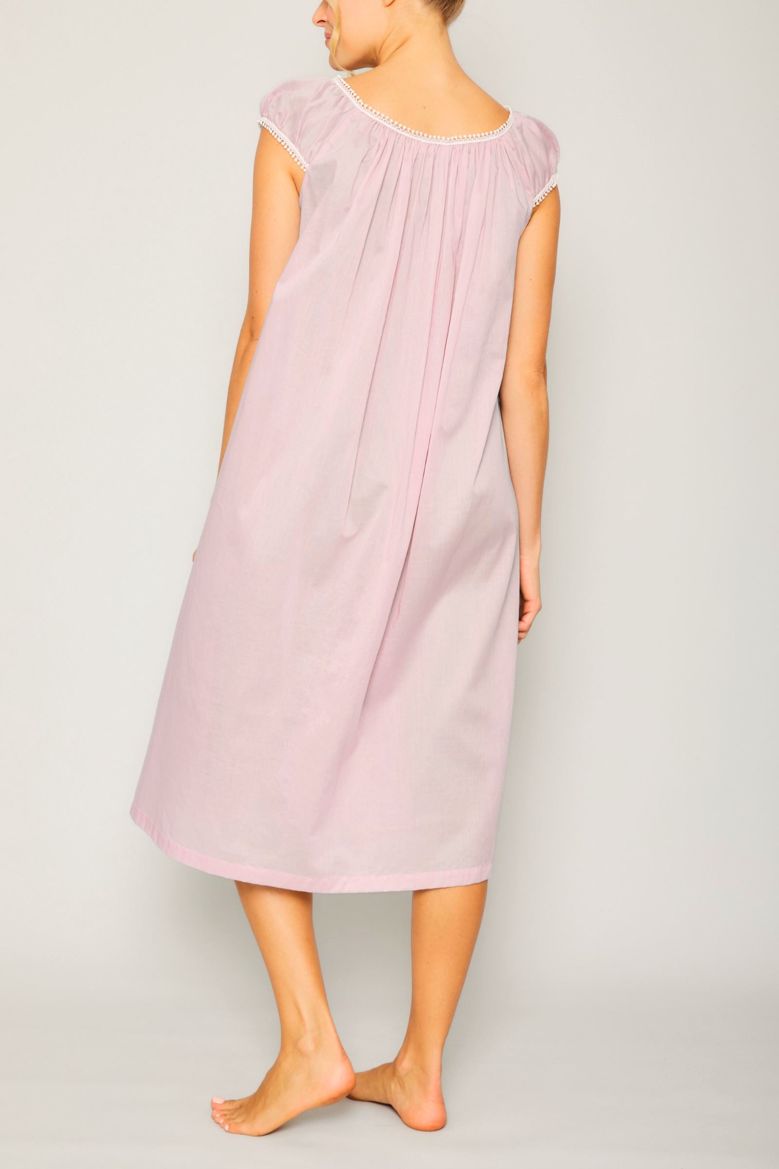 Long Crown-Trim Nightgown - Pink