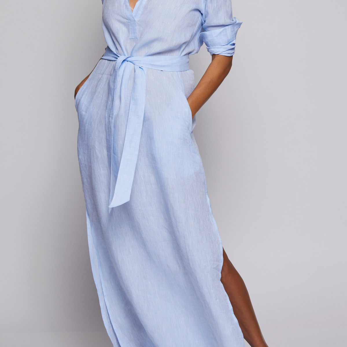 Long Linen Shirt Dress