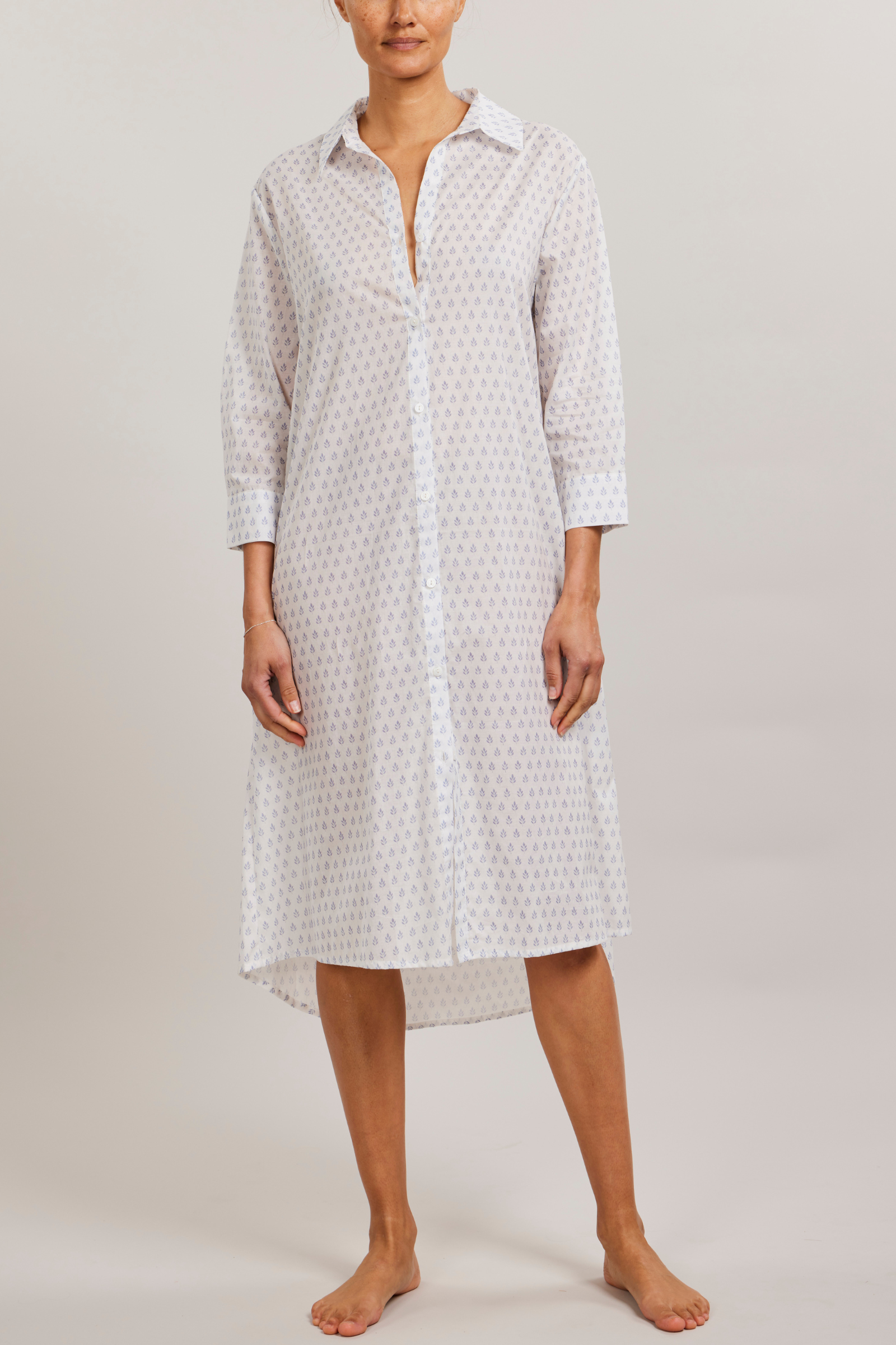 Button Front Dress - Leaves