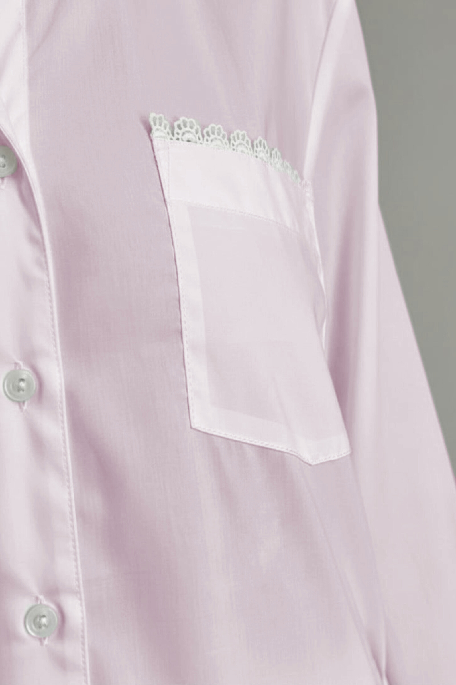 European Cotton Lace-Trim Pajama Set - Pink