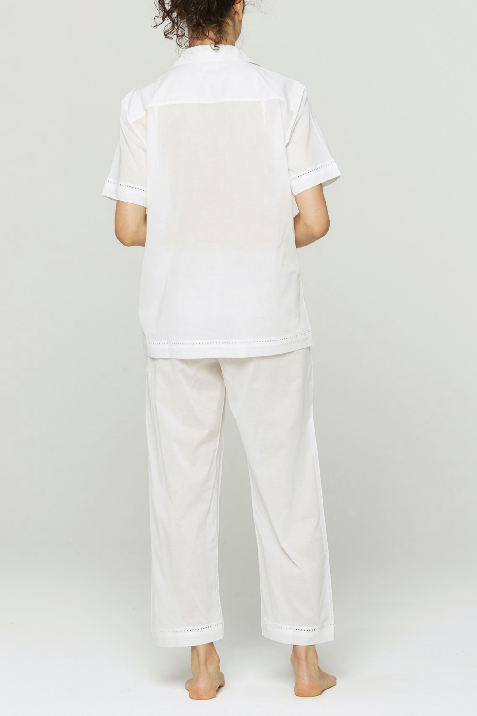 Short Sleeve Cropped Pant PJ Set - White