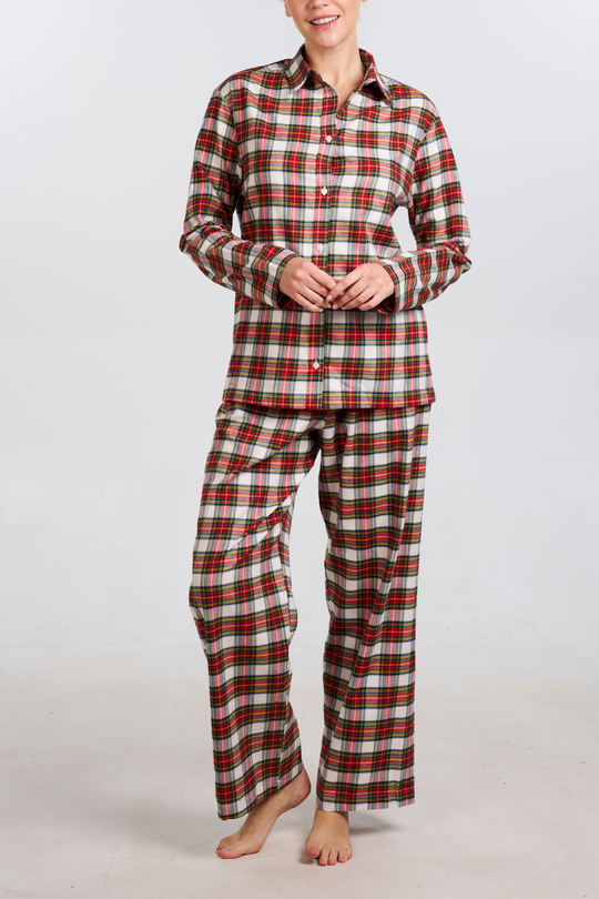 White Plaid Pajama Set