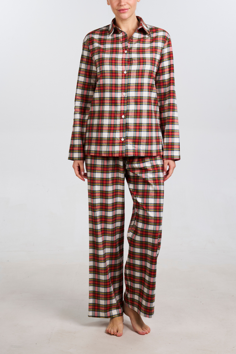 White Plaid Pajama Set