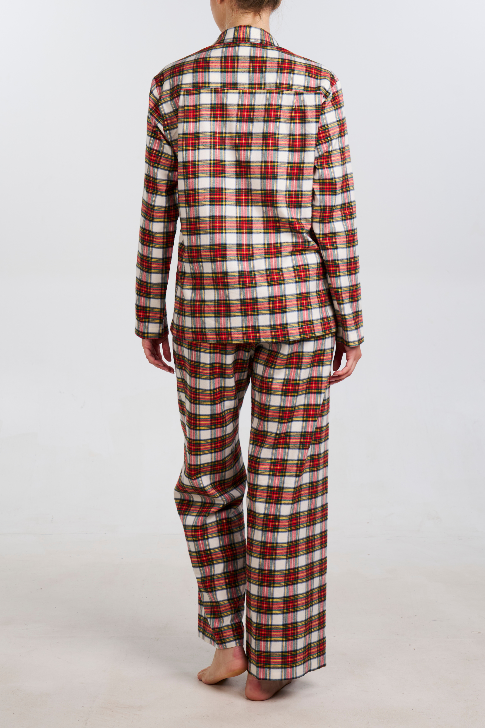 Organic Bamboo Pajama Set - White Plaid