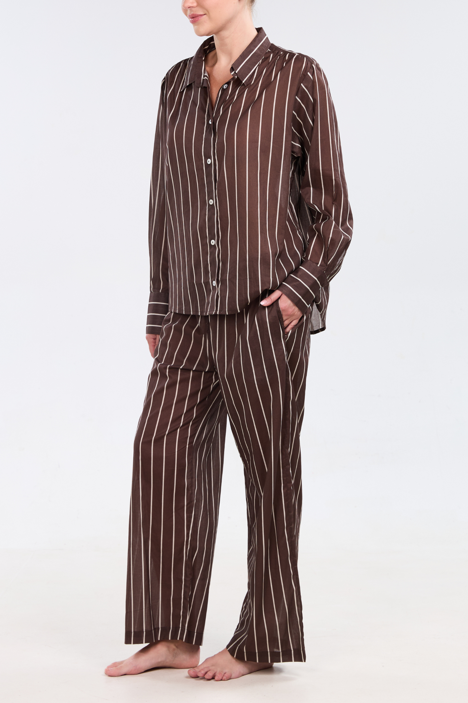 Oversized Lounge Set - Mocha Stripe