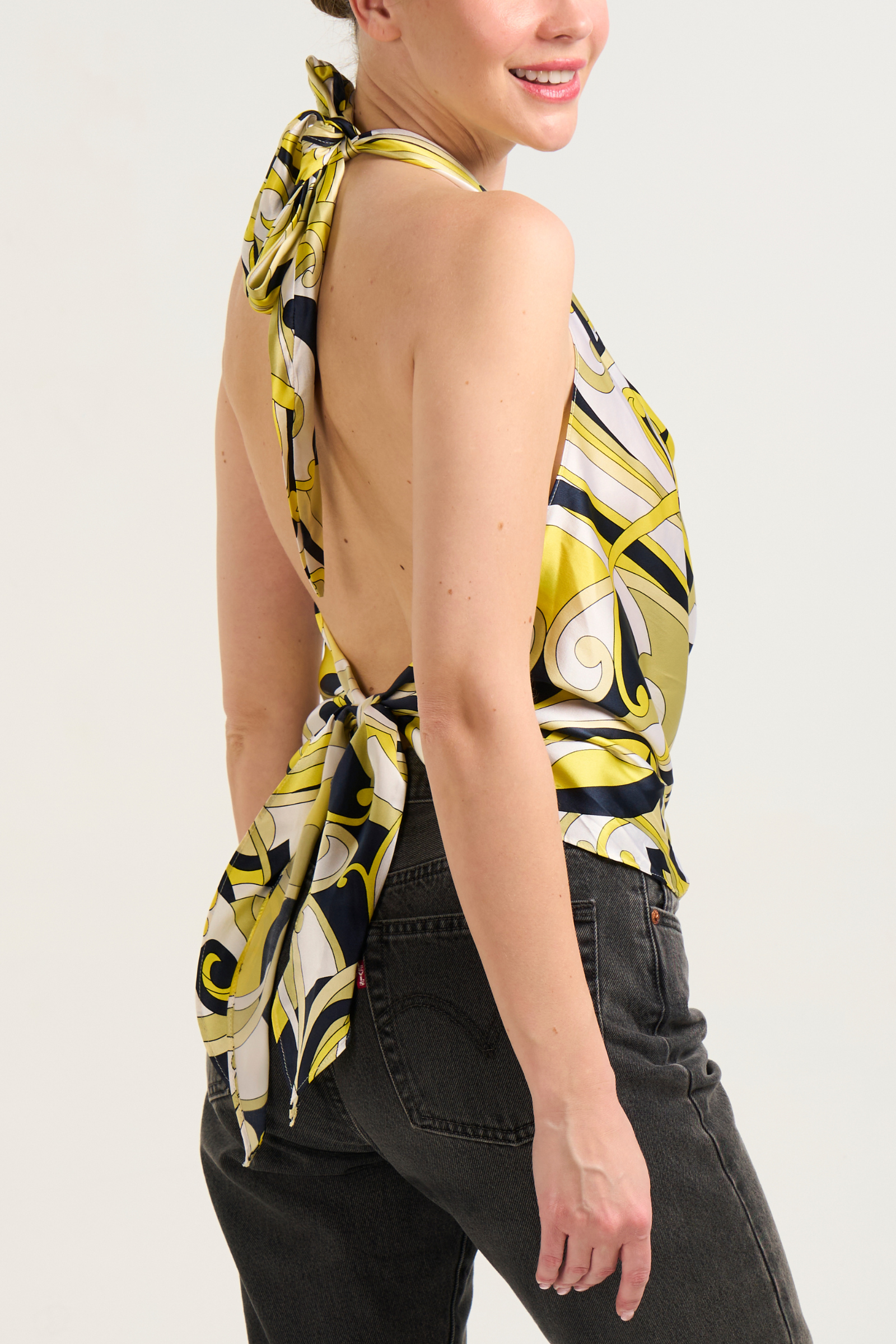 Vintage Silk Halter Top - Portofino